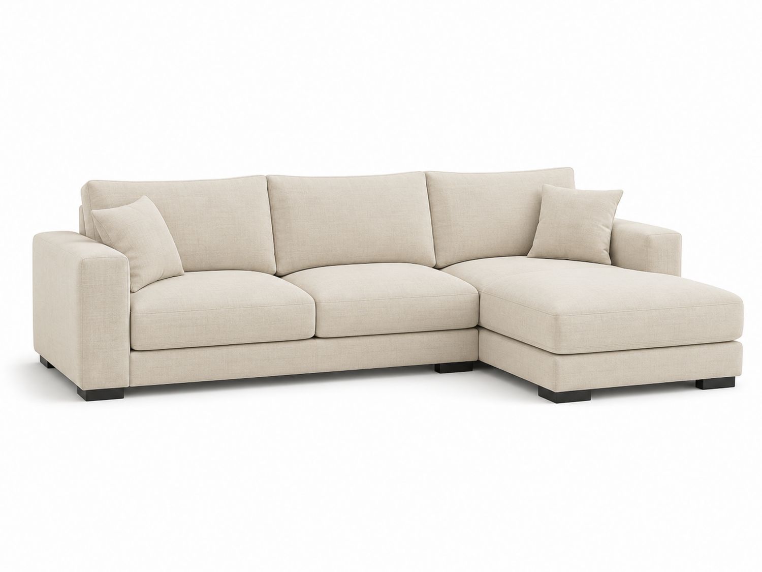 Ecksofa L-Form Leinen Beige-Soliraliving