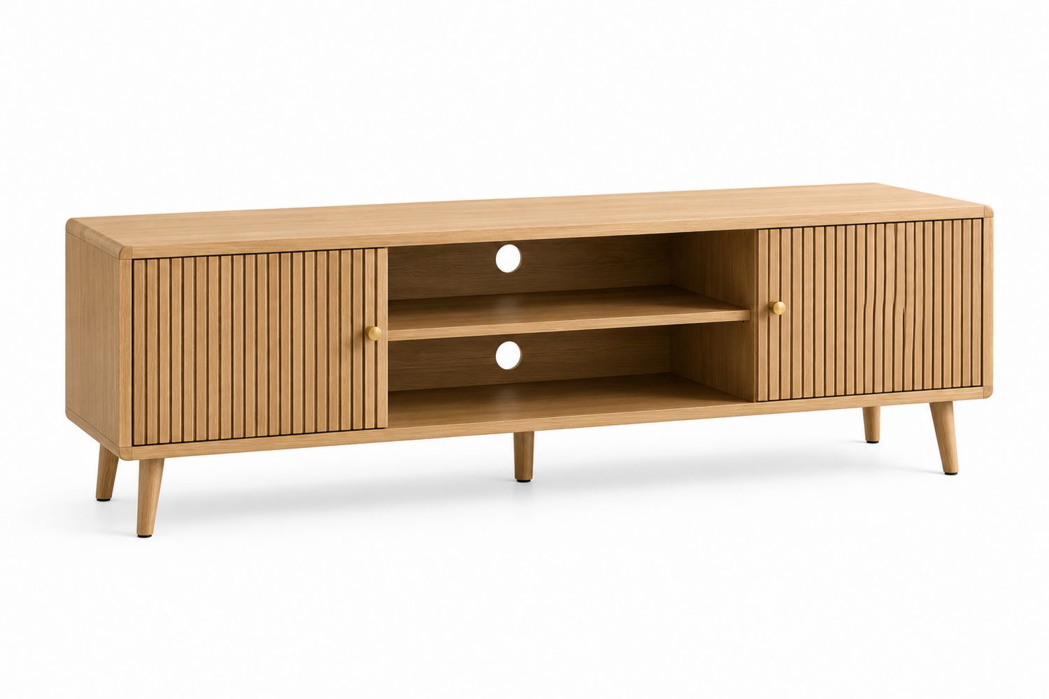 TV-Schrank aus Eichenholz Hellbraun 180x45x50 cm-Soliraliving