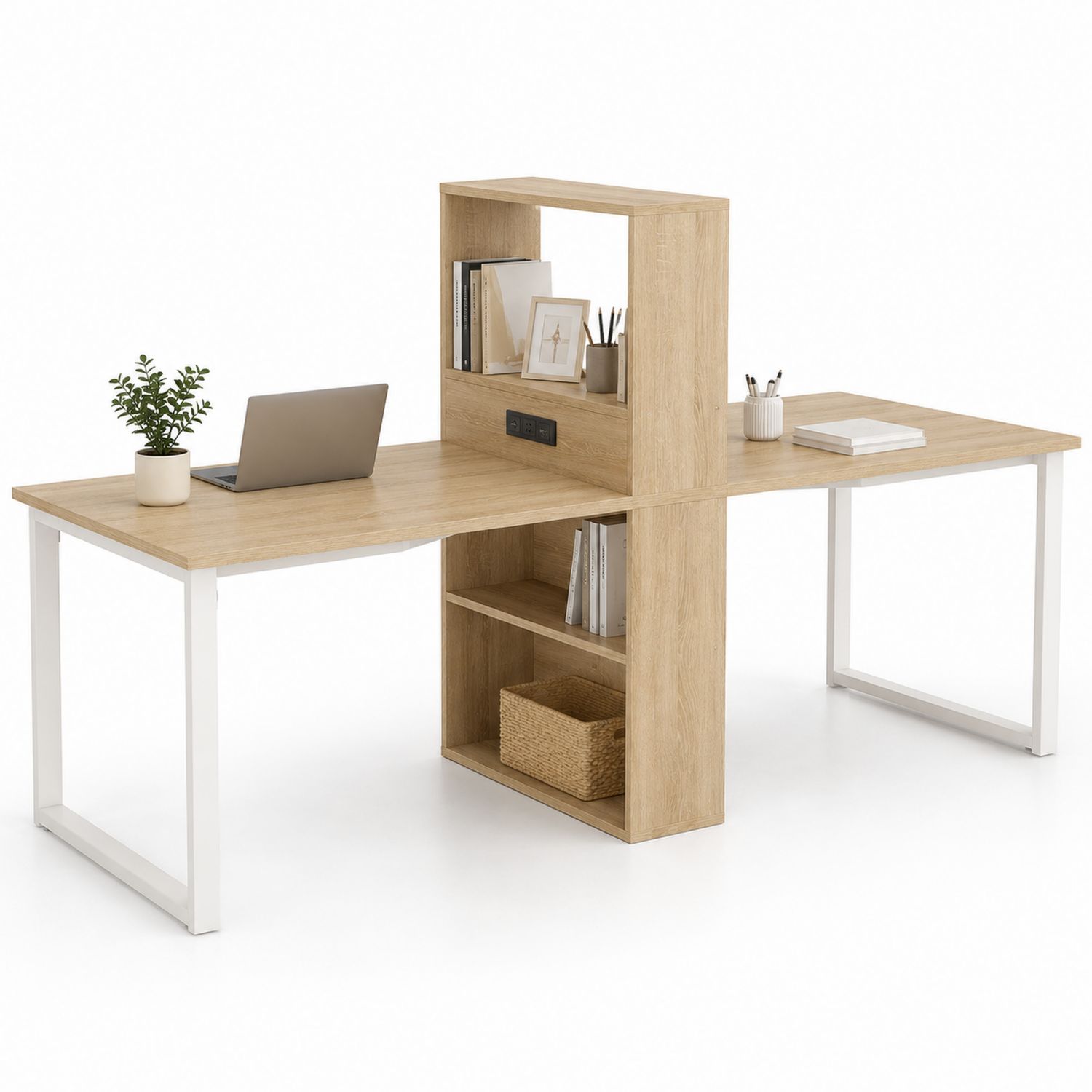 Eckschreibtisch mit Regal Holzwerkstoff Eiche 150x150x75 cm-Soliraliving