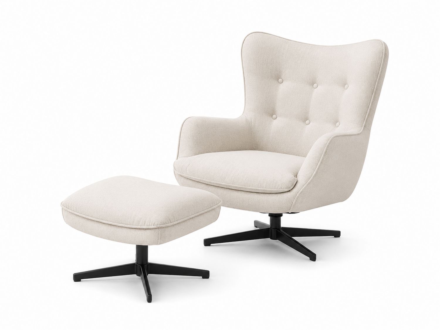Drehbarer Sessel mit Hocker Stoff Beige-Soliraliving
