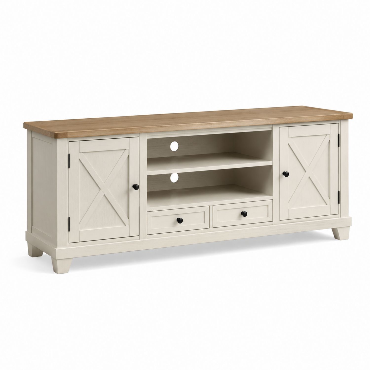 TV-Schrank Holz mit Regalen Weiß 150x45x55 cm-Soliraliving