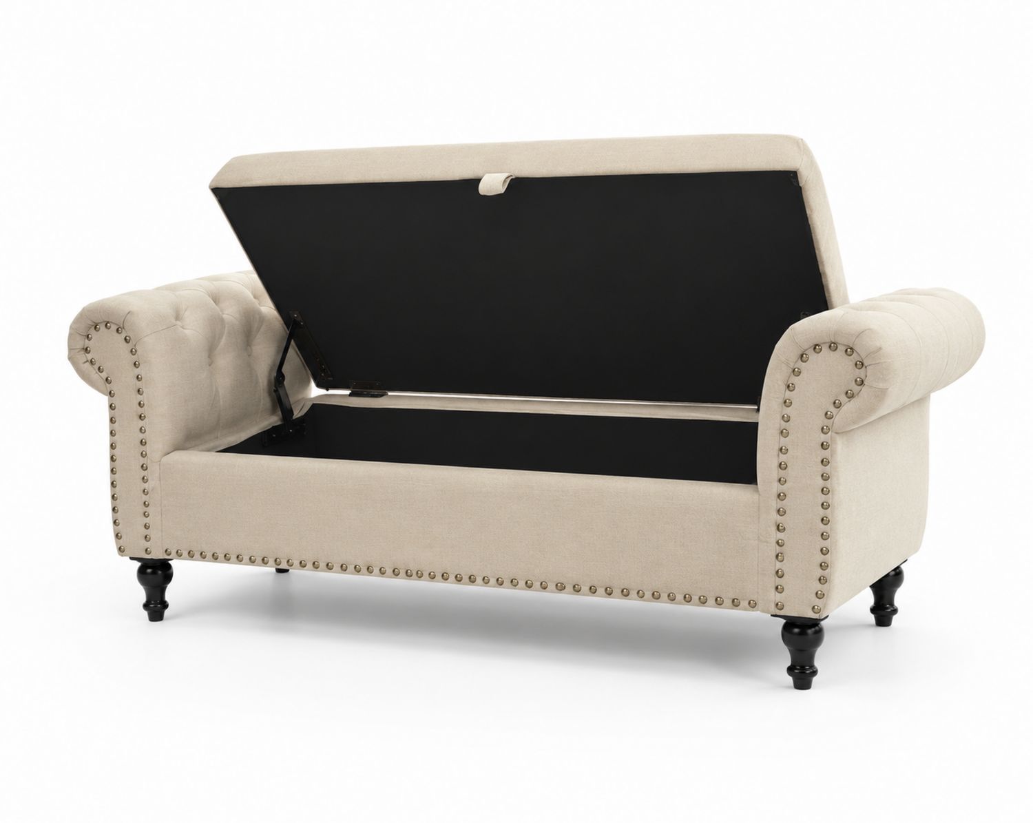 Sitzbank mit Stauraum Leinen Beige 180x60x45 cm-Soliraliving