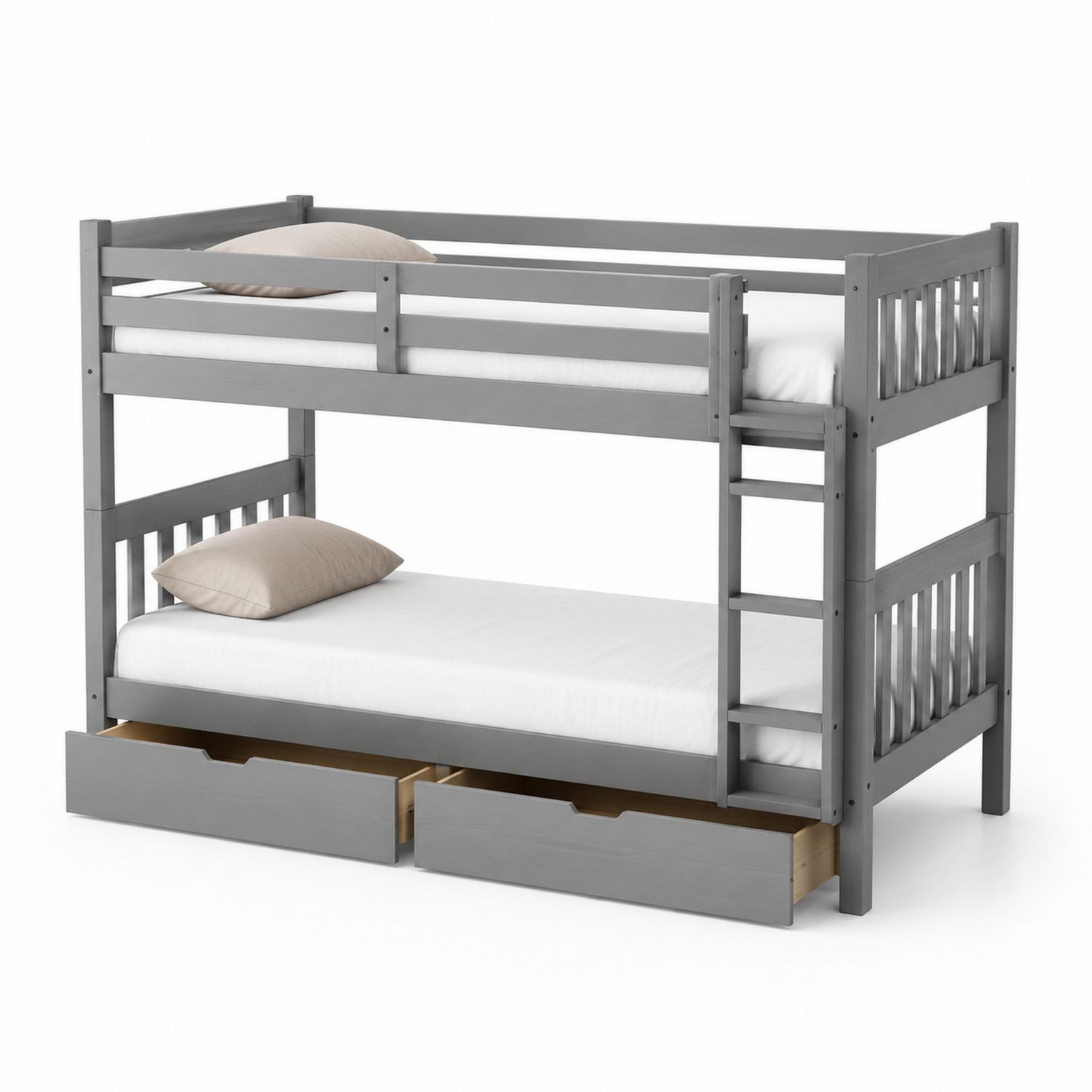Etagenbett aus Kiefernholz mit Schubladen Grau 200x90 cm-Soliraliving