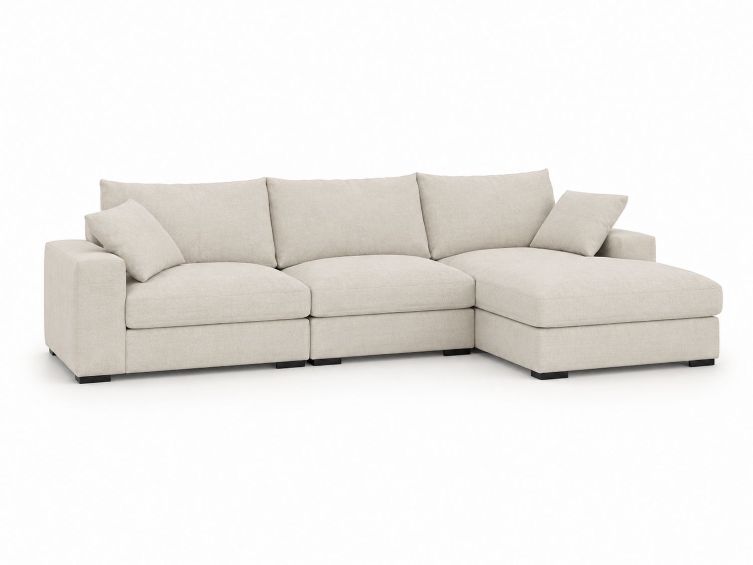 Ecksofa mit Ottomane Beige Stoff-Soliraliving