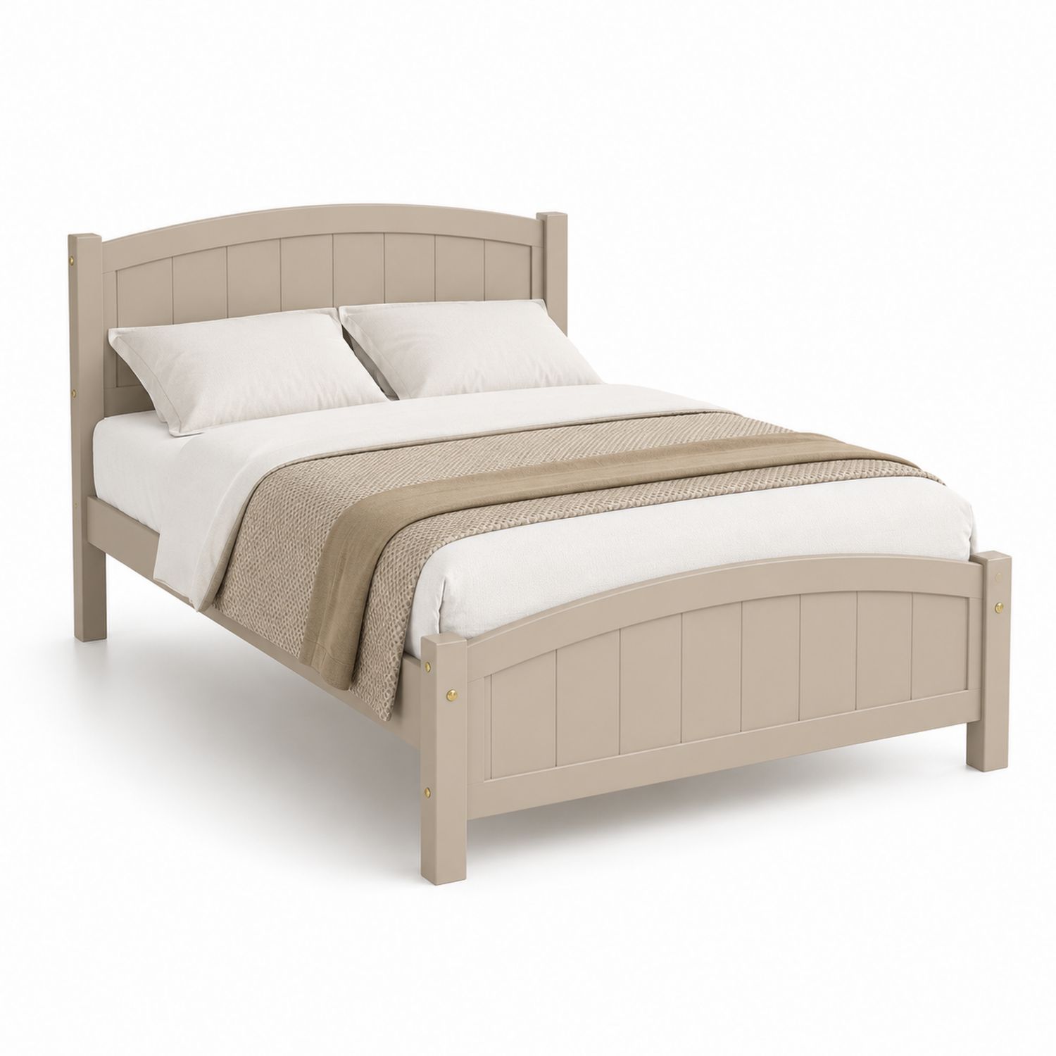 Doppelbett aus Holz Beige 200x140 cm-Soliraliving