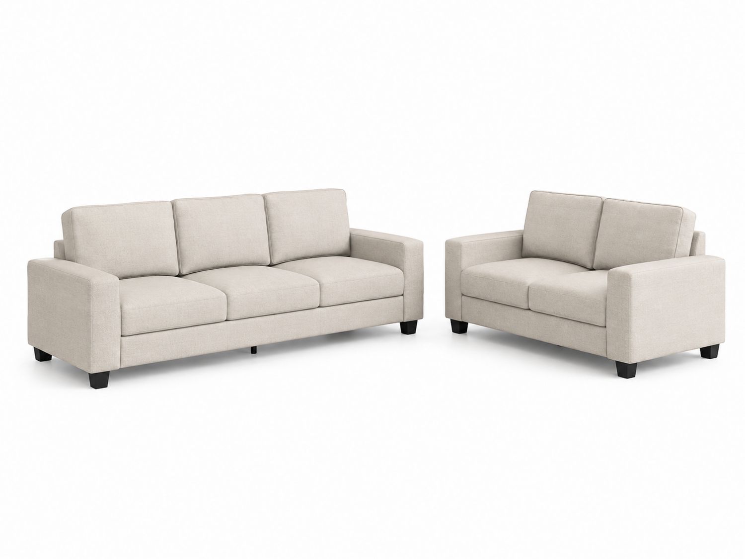 Polstergarnitur Set in Creme, 3-Sitzer und 2-Sitzer, Stoff-Soliraliving
