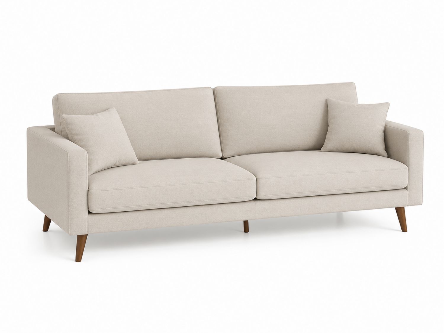 Dreisitziges Stoffsofa mit Massivholzbeinen Beige-Soliraliving