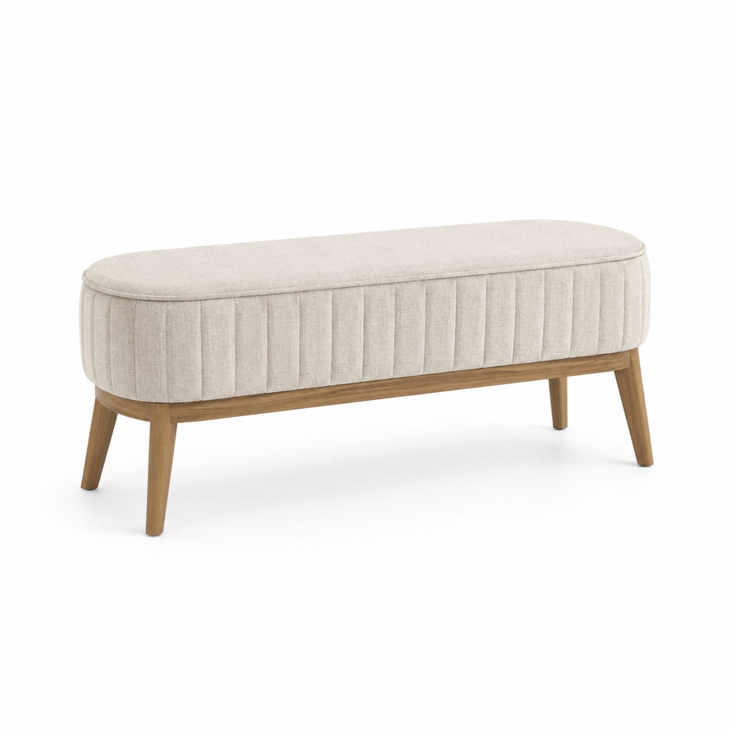 Polsterbank Beige Eichenholz 120cm-Soliraliving