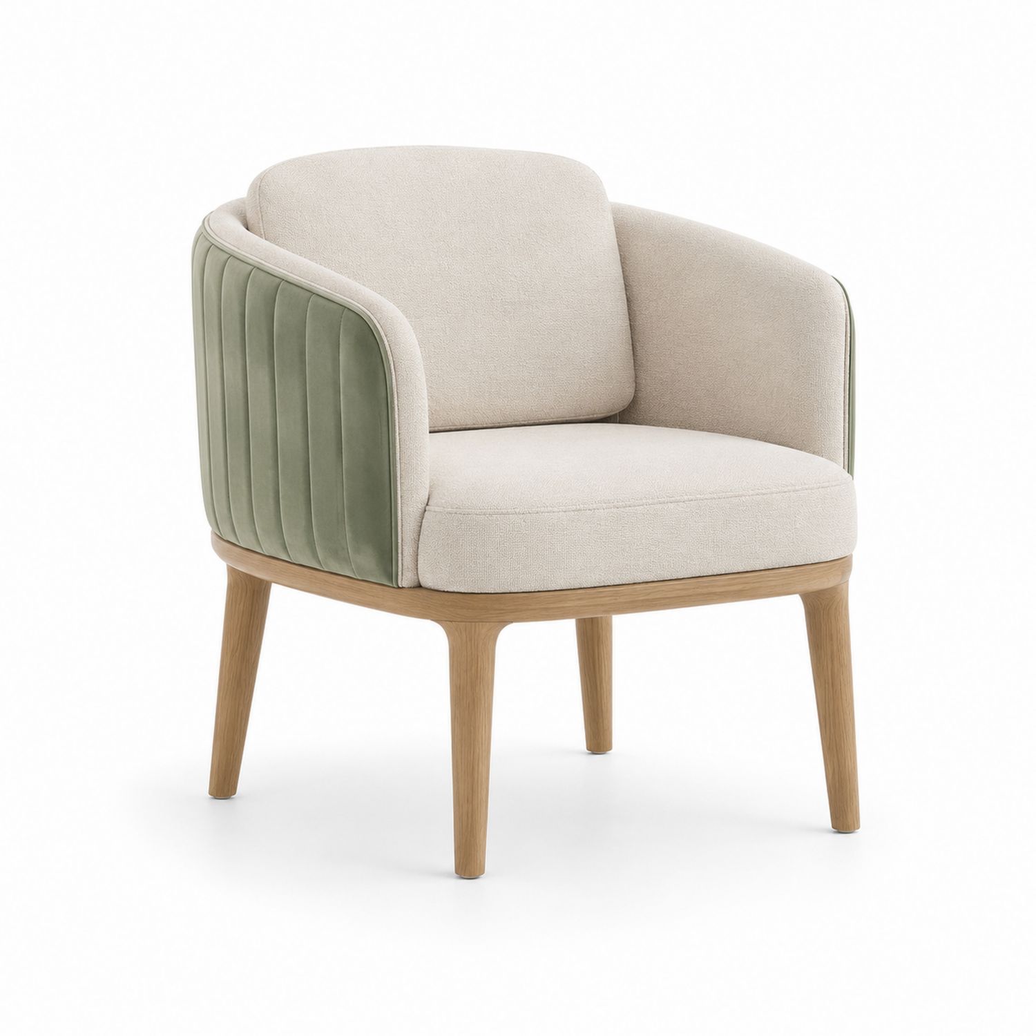 Polsterstuhl mit Massivholzrahmen und Polyesterbezug, Beige und Grün-Soliraliving