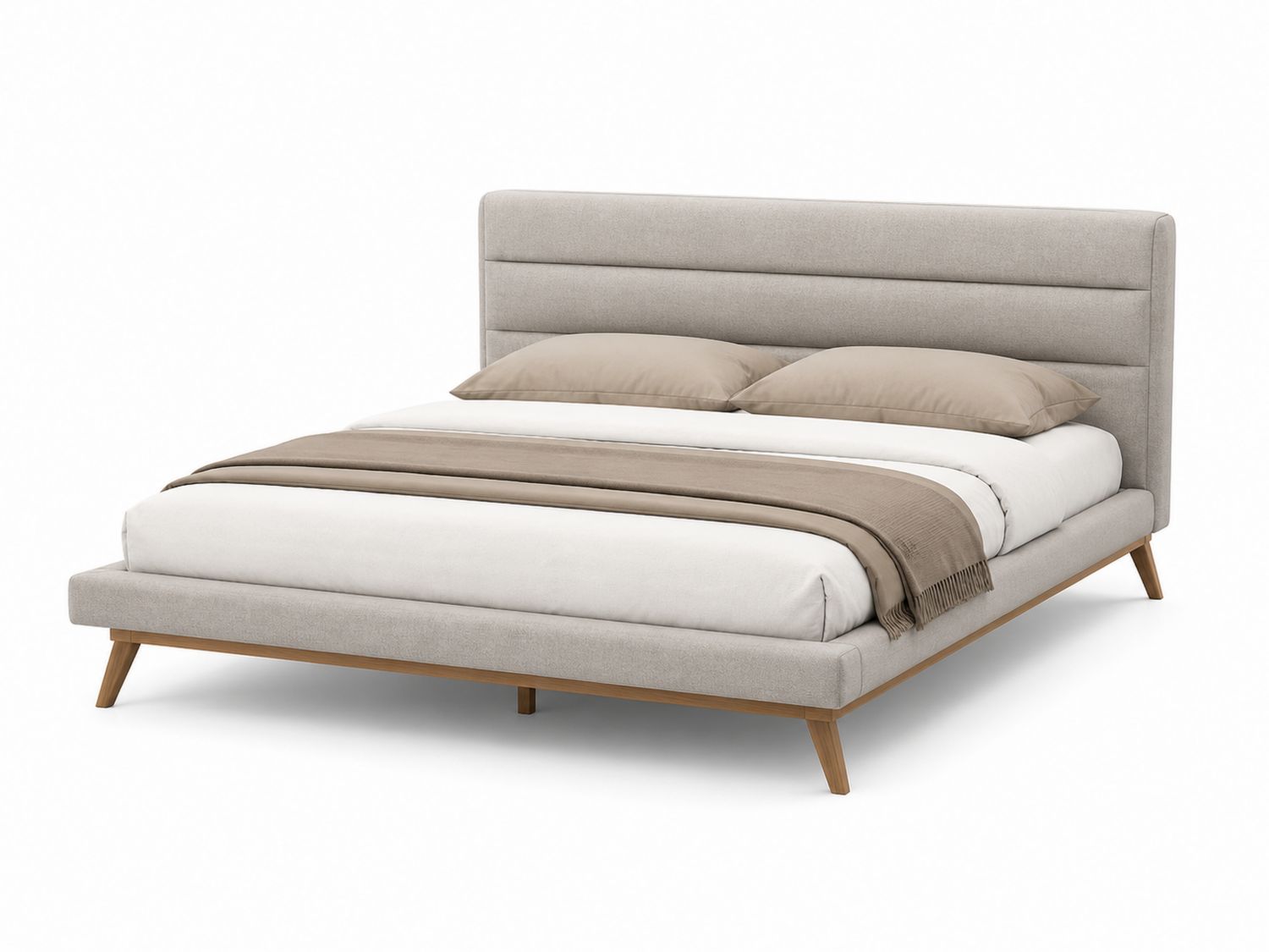 Doppelbett Holz Stoff Beige 200x180 cm-Soliraliving