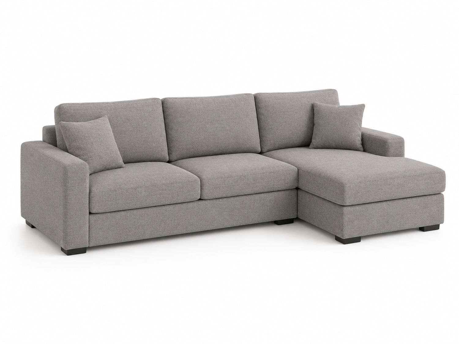 Ecksofa mit Chaiselongue Polster Hellgrau-Soliraliving