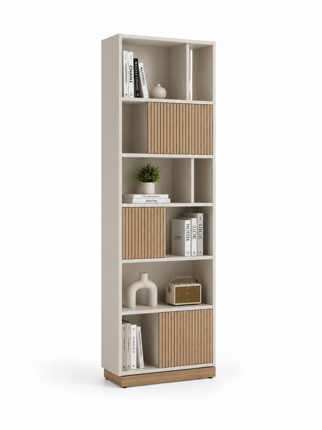 Bücherregal Holzwerkstoff Weiß Eichelook 180x60x30 cm-Soliraliving