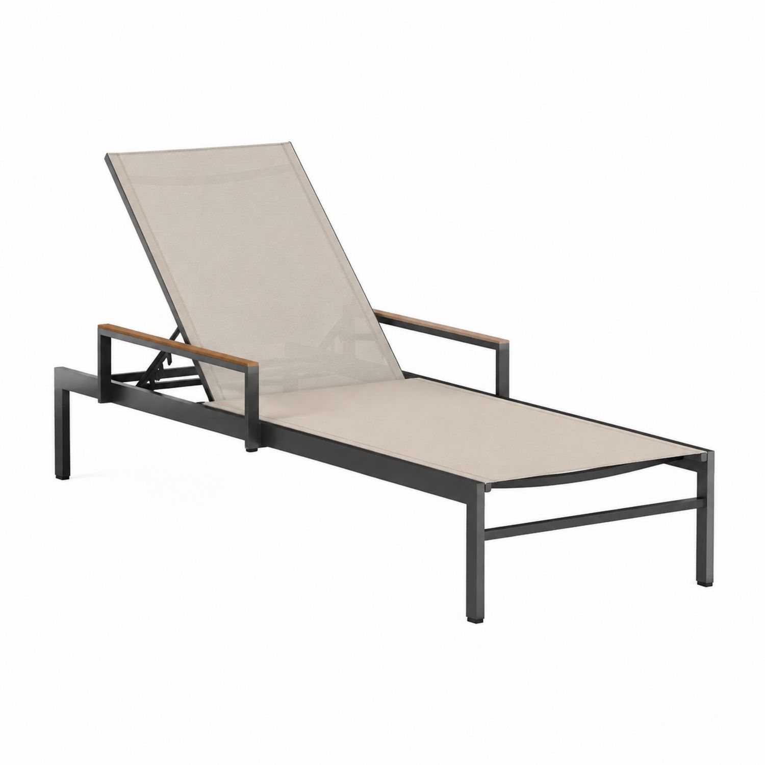 Aluminium Sonnenliege Textilene Verstellbar Schwarz/Braun-Soliraliving