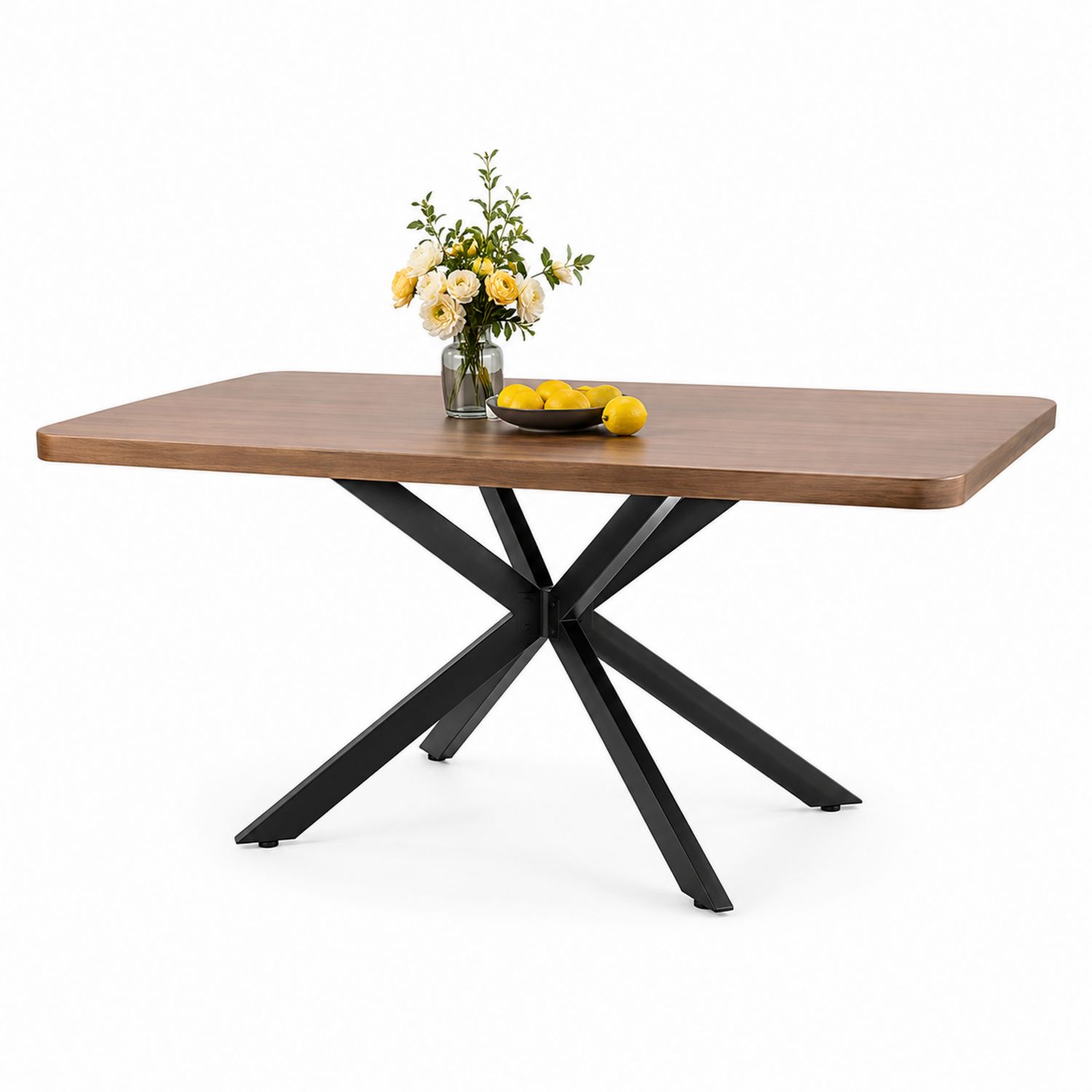 Esstisch 160x90 cm Walnussfurnier Metall Schwarz-Soliraliving