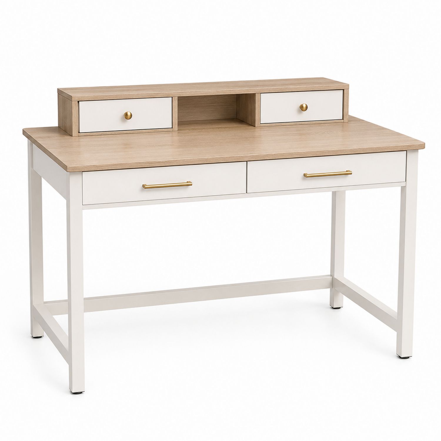Schreibtisch mit Schubladen 120x60x75 cm Holzoptik Weiß-Soliraliving