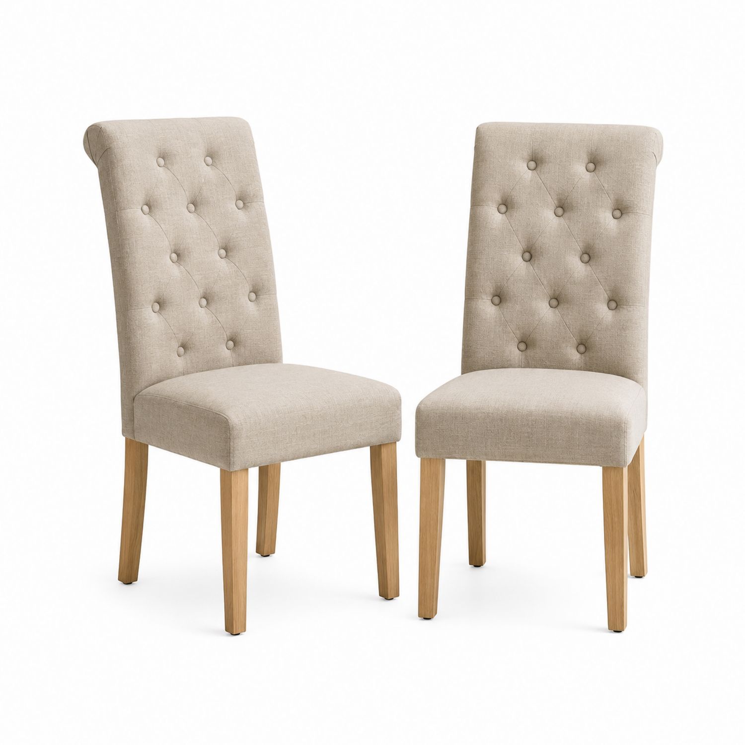 Esszimmerstuhl-Set aus Stoff, Holzgestell, Beige-Soliraliving