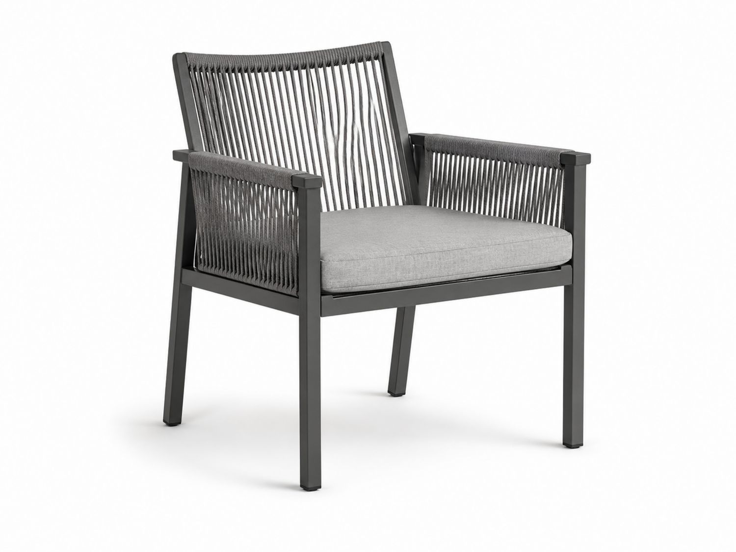 Gartenstuhl mit Aluminiumrahmen und Polyesterseil Grau-Soliraliving