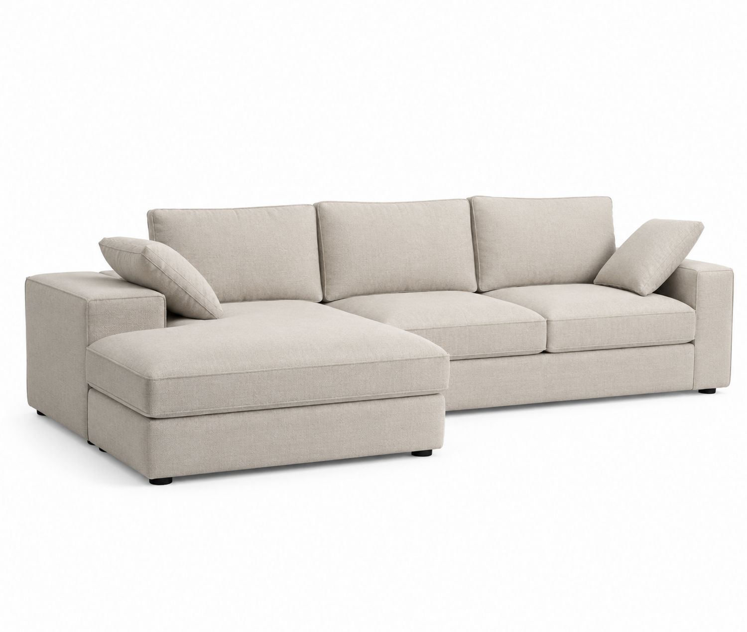 Ecksofa mit Ottomane links, Stoff Beige, 280x160 cm-Soliraliving