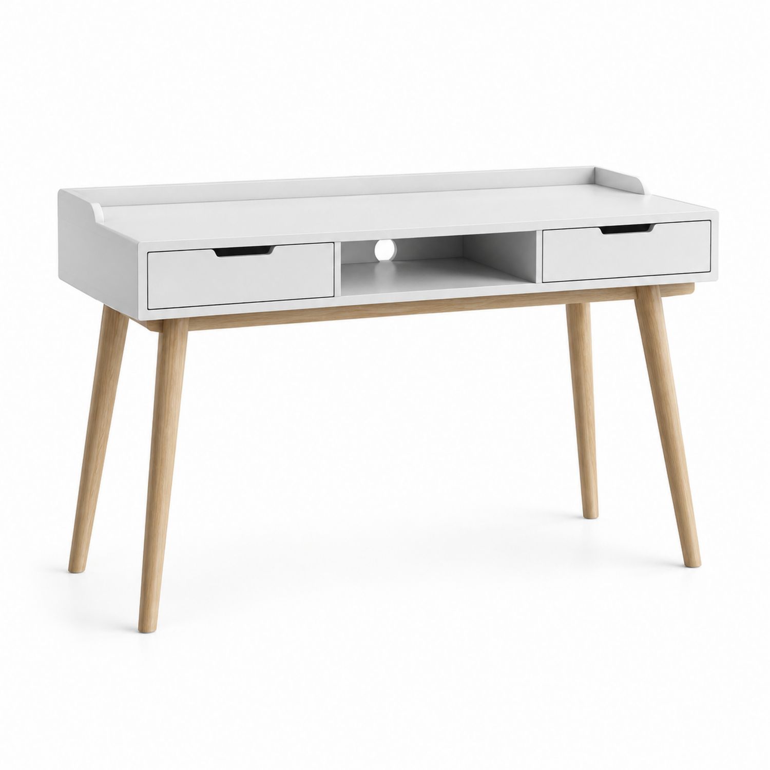 Schreibtisch mit Schubladen MDF Weiß und Eiche 120x60x75cm-Soliraliving