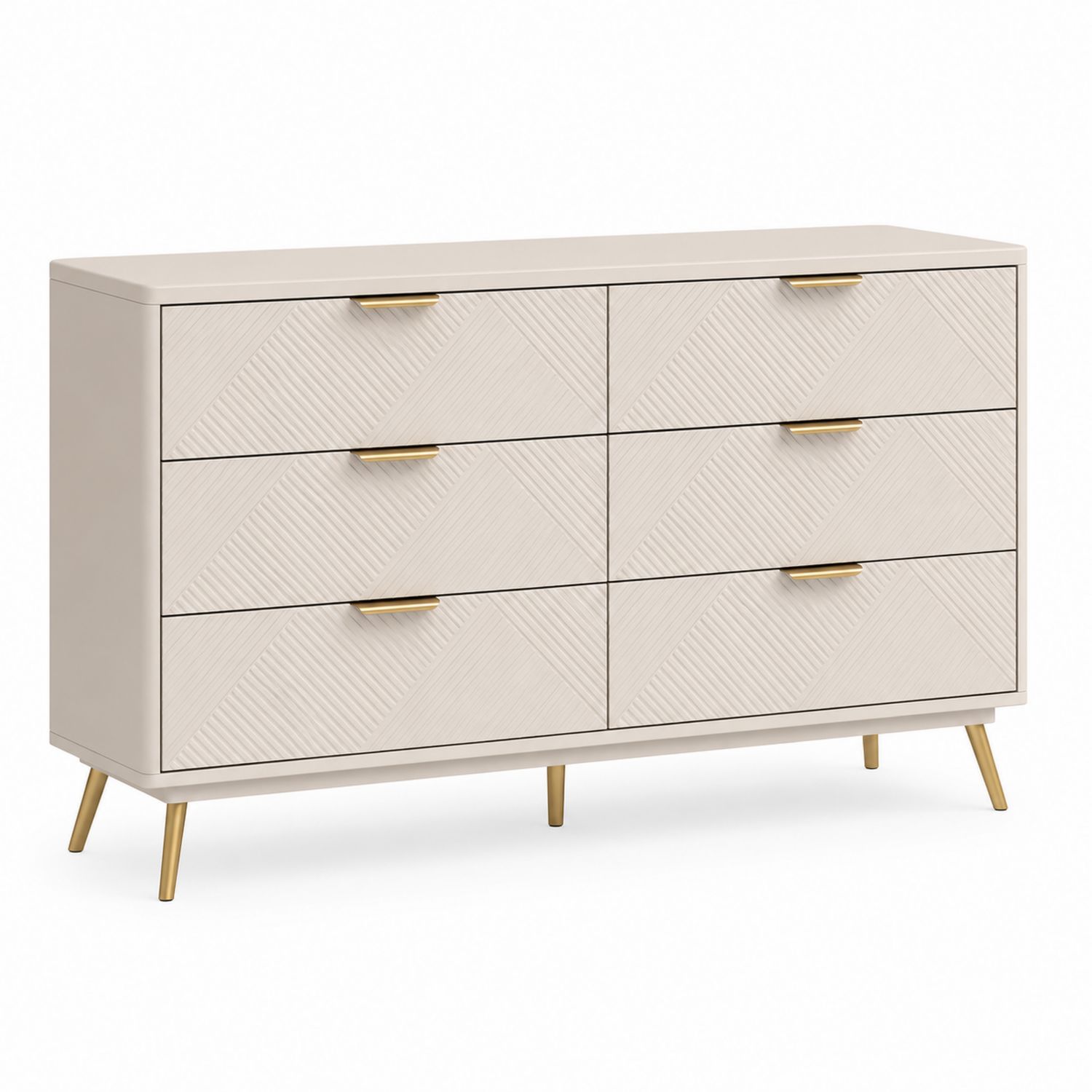 Holzkommode mit 6 Schubladen MDF Stahl 120x35x80 cm Beige-Soliraliving