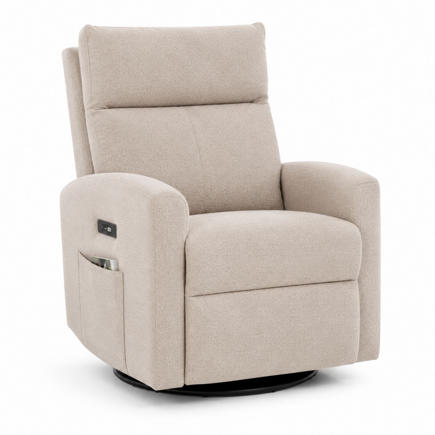 Elektrischer Liegesessel aus Polyesterstoff Beige mit Drehfunktion-Soliraliving