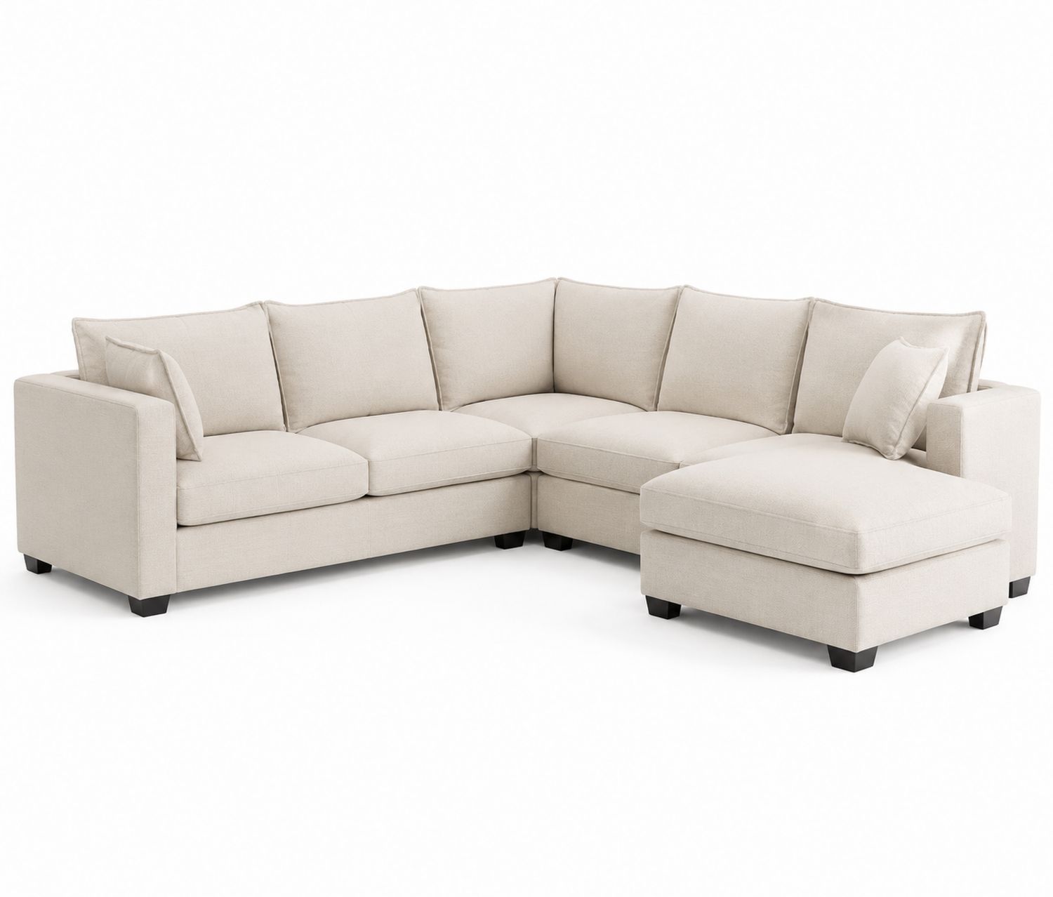 Ecksofa-Set mit Ottomane Polyester Beige-Soliraliving