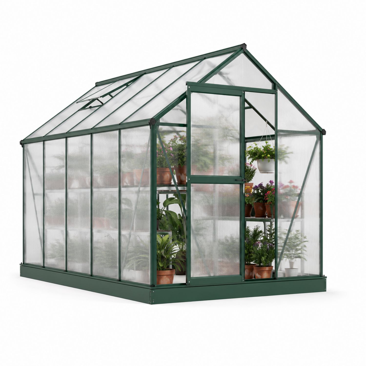 Aluminium Gewächshaus mit Polycarbonatplatten Grün 200x190x195 cm-Soliraliving