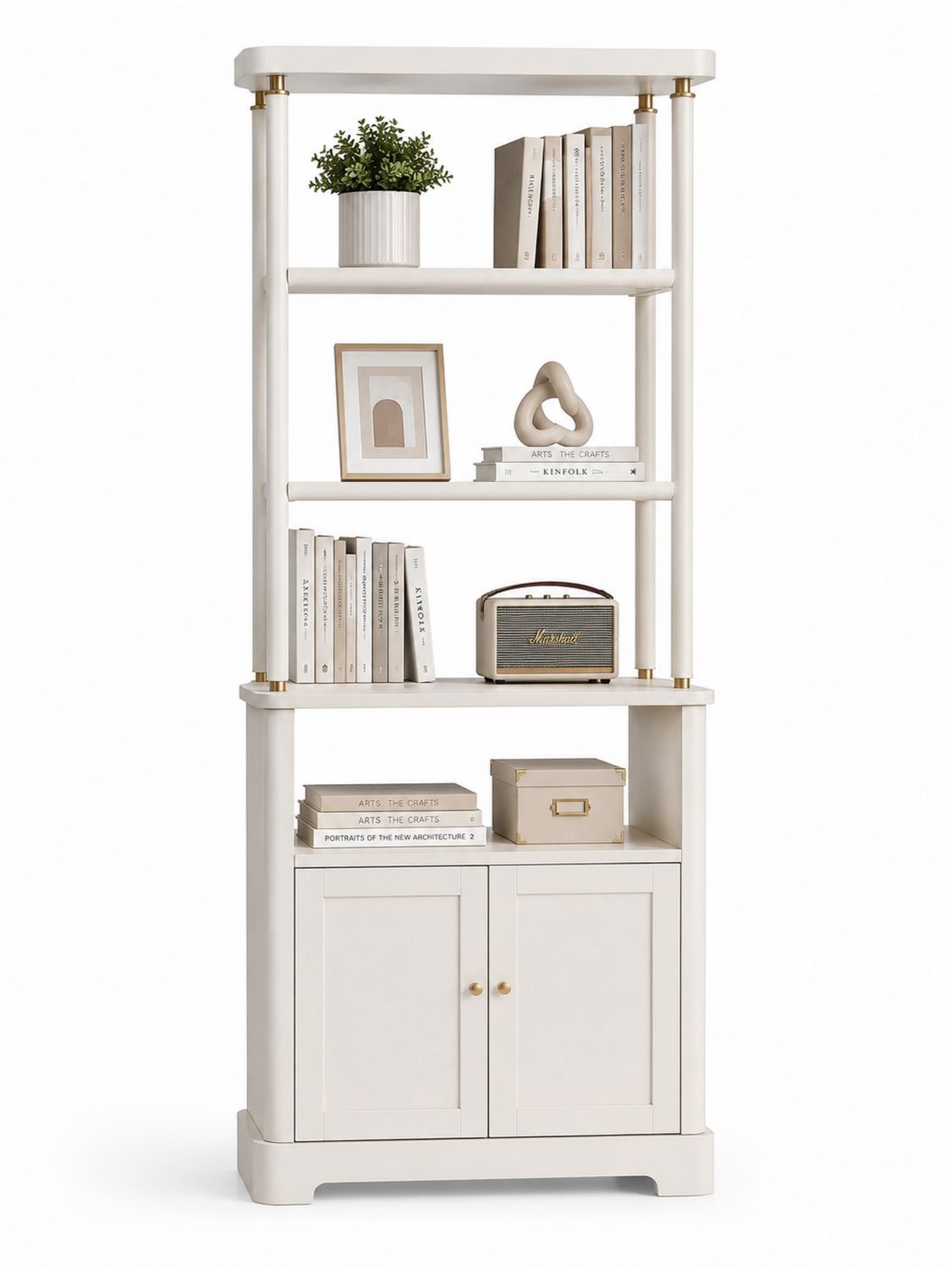 Holzregal mit Schrank 180cm Beige-Soliraliving