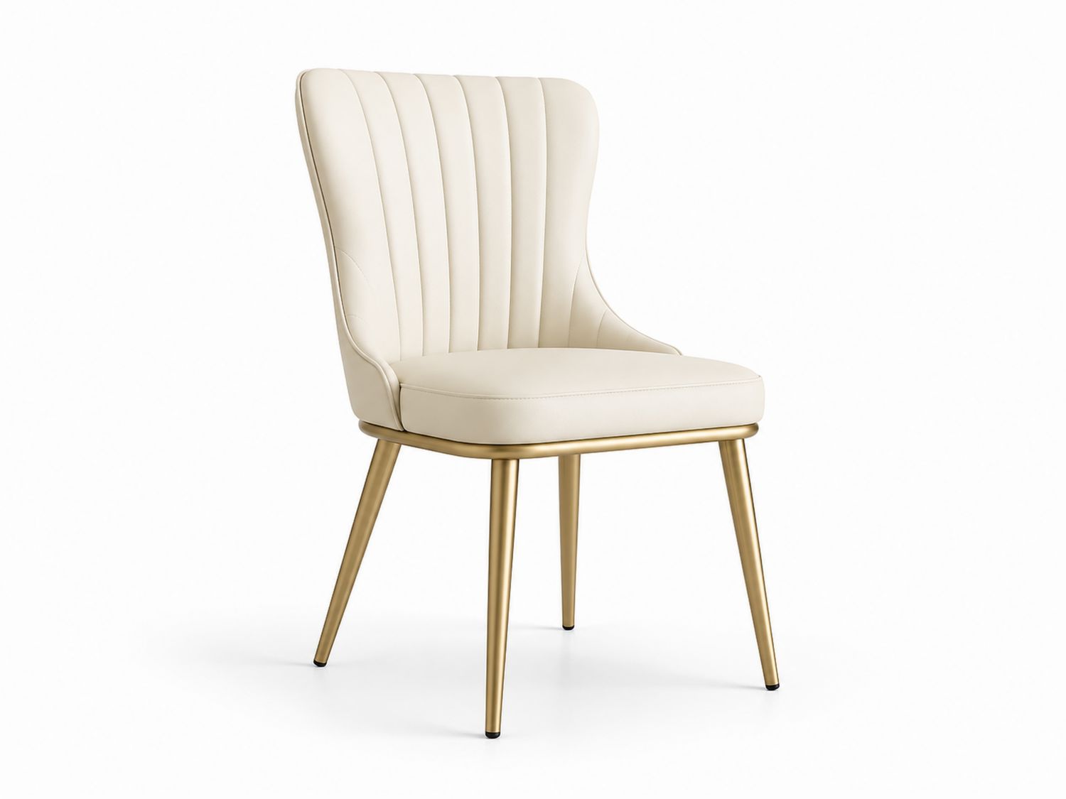 Esszimmerstuhl aus Kunstleder Beige mit Metallbeinen-Soliraliving