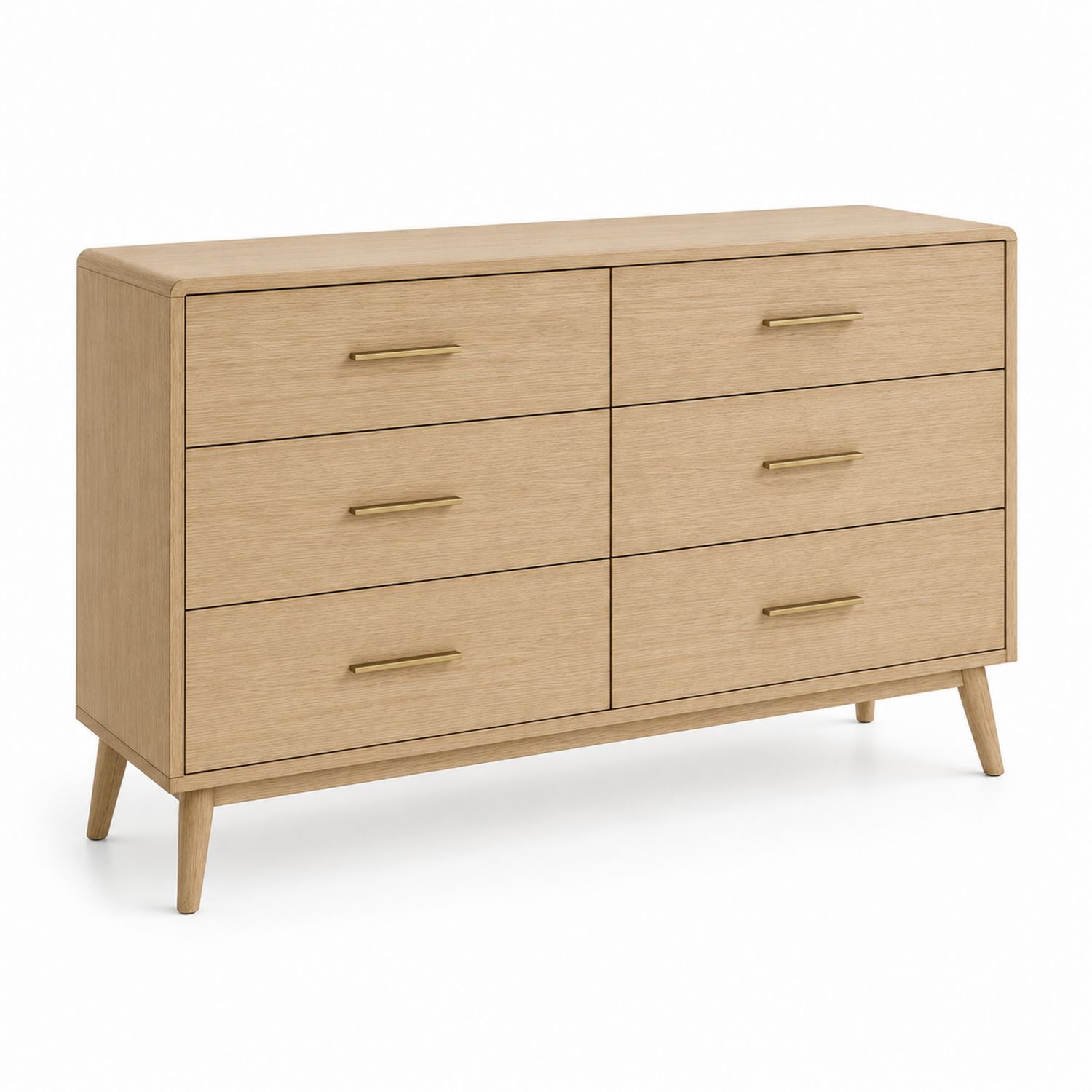 Kommode mit 6 Schubladen aus MDF und Eichenfurnier-Soliraliving