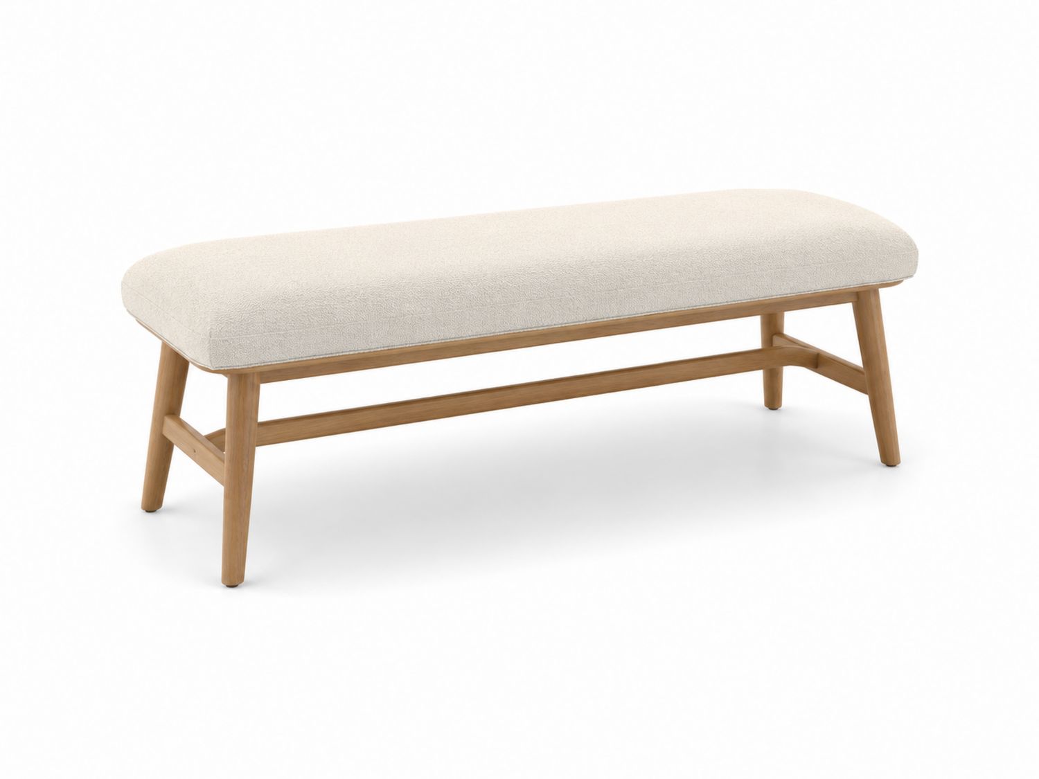 Polsterbank Eichenholzrahmen Stoffbezug Beige 130x40x45cm-Soliraliving