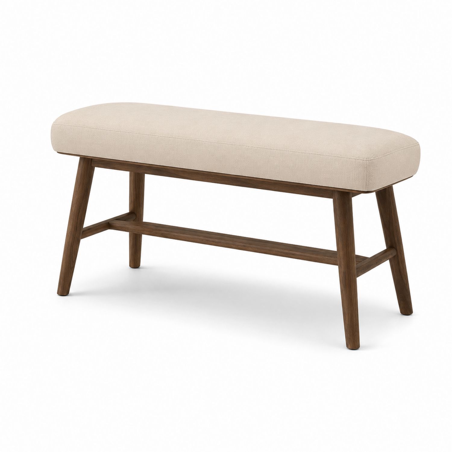 Gepolsterte Sitzbank Eichenholz Leinen Beige-Soliraliving