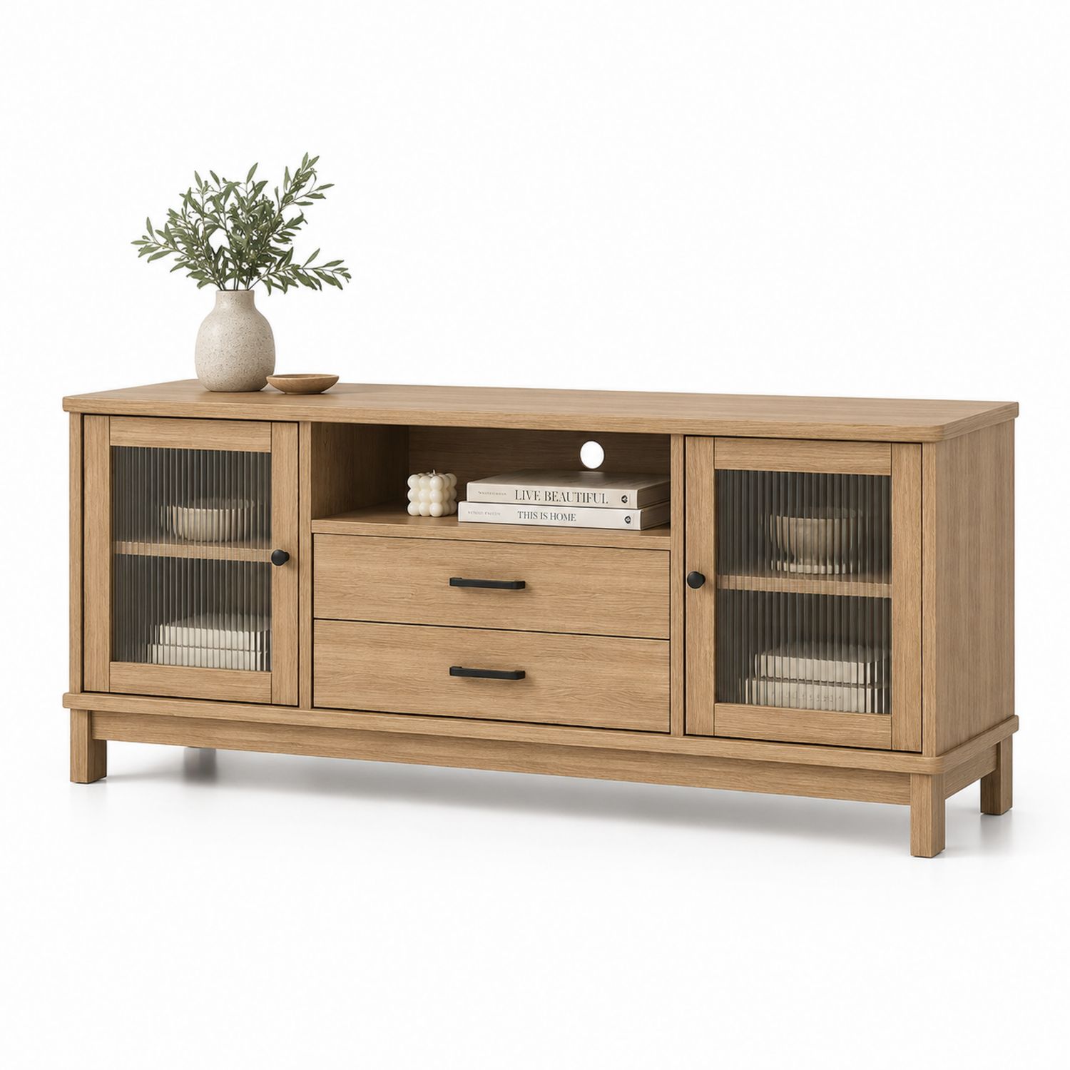 TV-Schrank Eicheglas 140x40x55cm-Soliraliving
