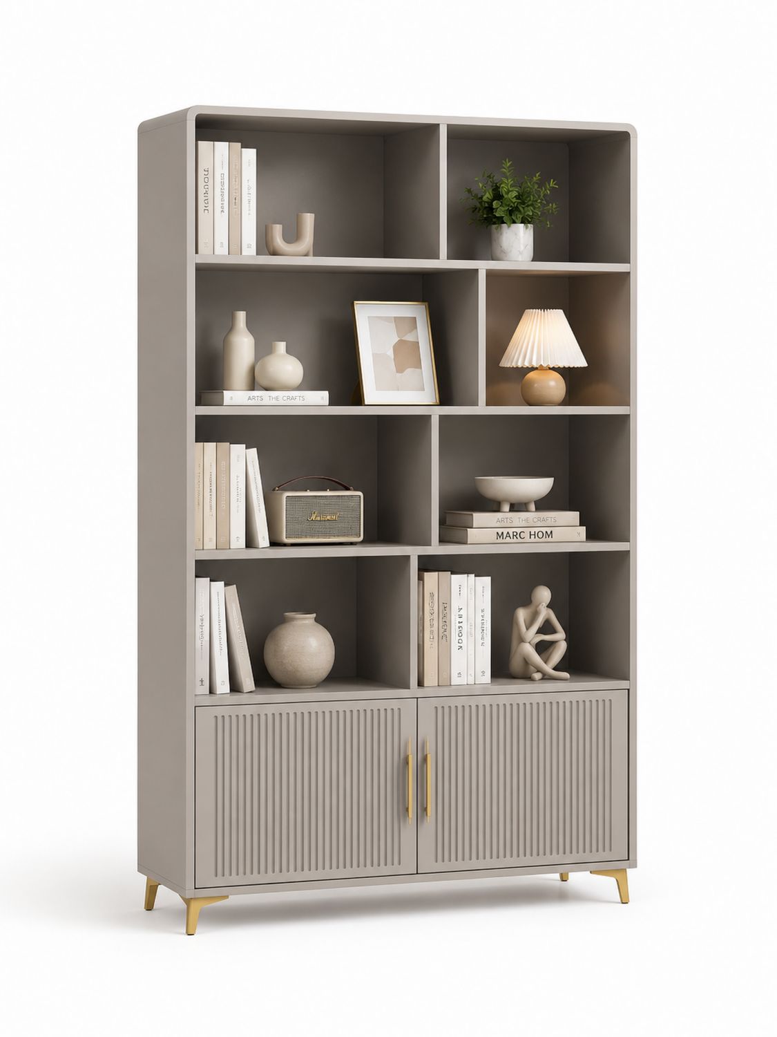 Regal mit Türen aus MDF Holz Grau 180 cm-Soliraliving