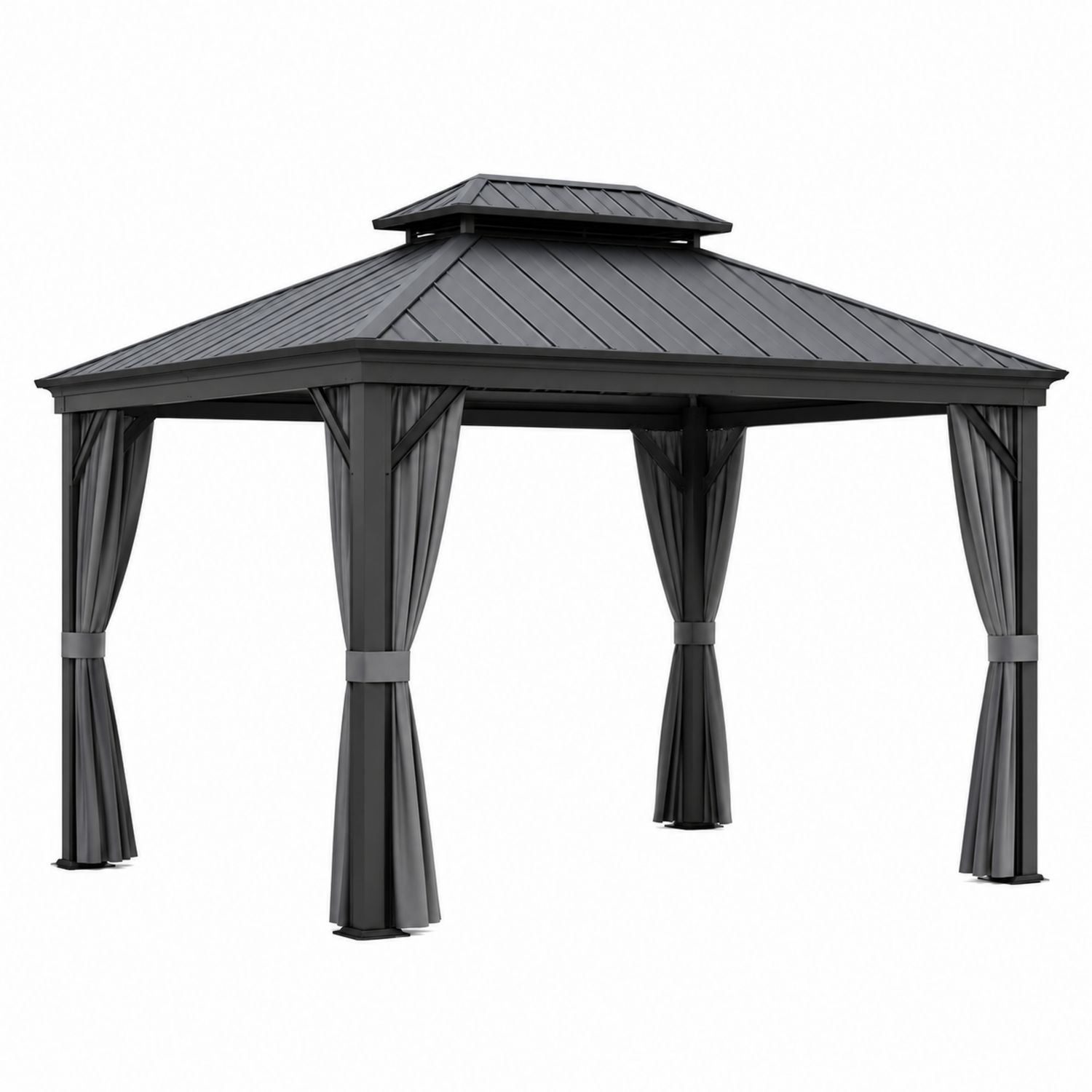 Aluminium-Pavillon 3x4m mit Polycarbonat-Dach Grau-Soliraliving