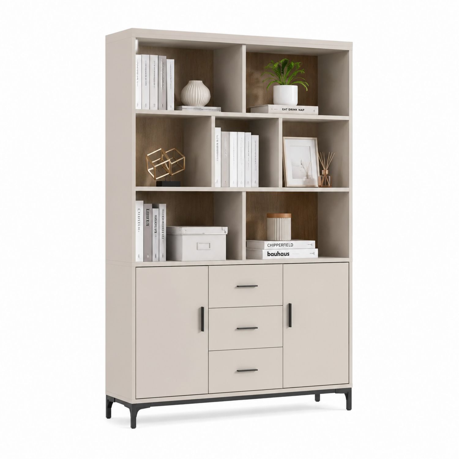 Regal mit Schubladen und Türen, Holz Beige-Soliraliving