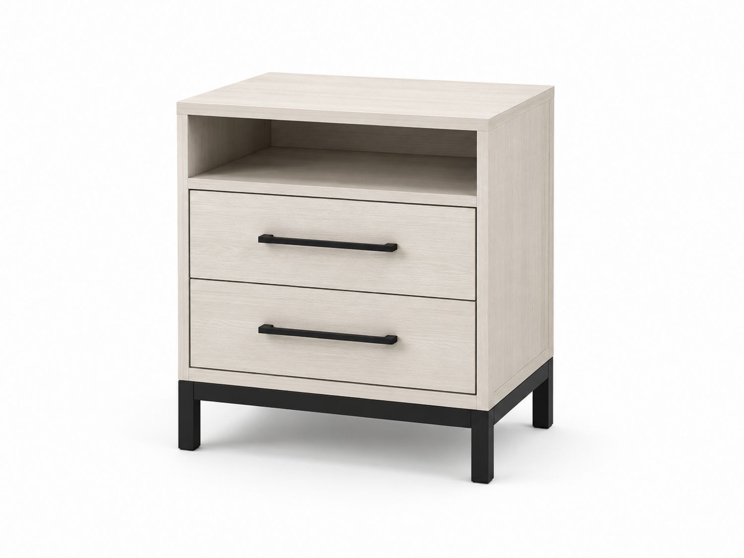 Nachttisch aus Holz mit Metallbeinen, Beige-Soliraliving