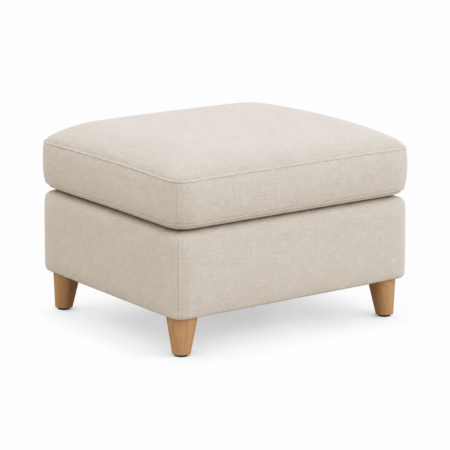 Quadratischer Hocker 70x70x45cm Leinen Beige Holzfüße-Soliraliving