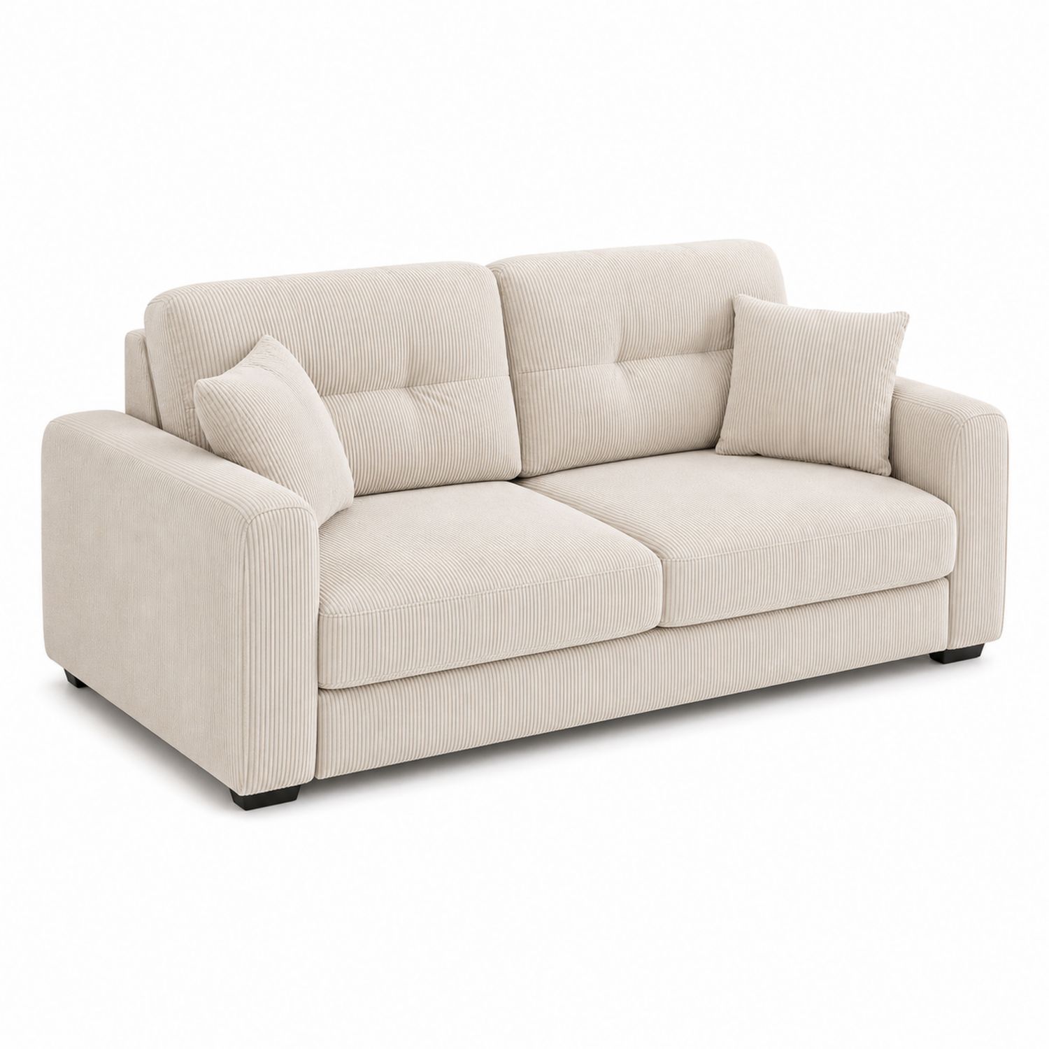 Beiges Sofa mit Cordstoff und Massivholzrahmen 220 cm-Soliraliving