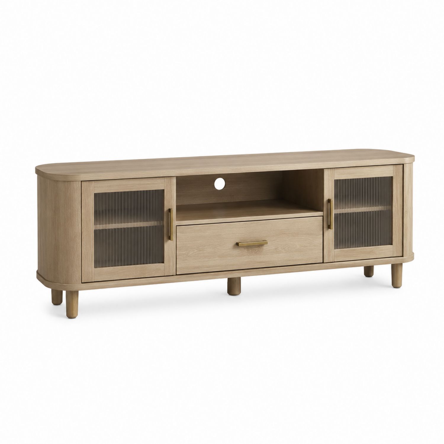 TV-Schrank Holz Eichenholz Gehärtetes Glas 150x40x50 cm Braun-Soliraliving