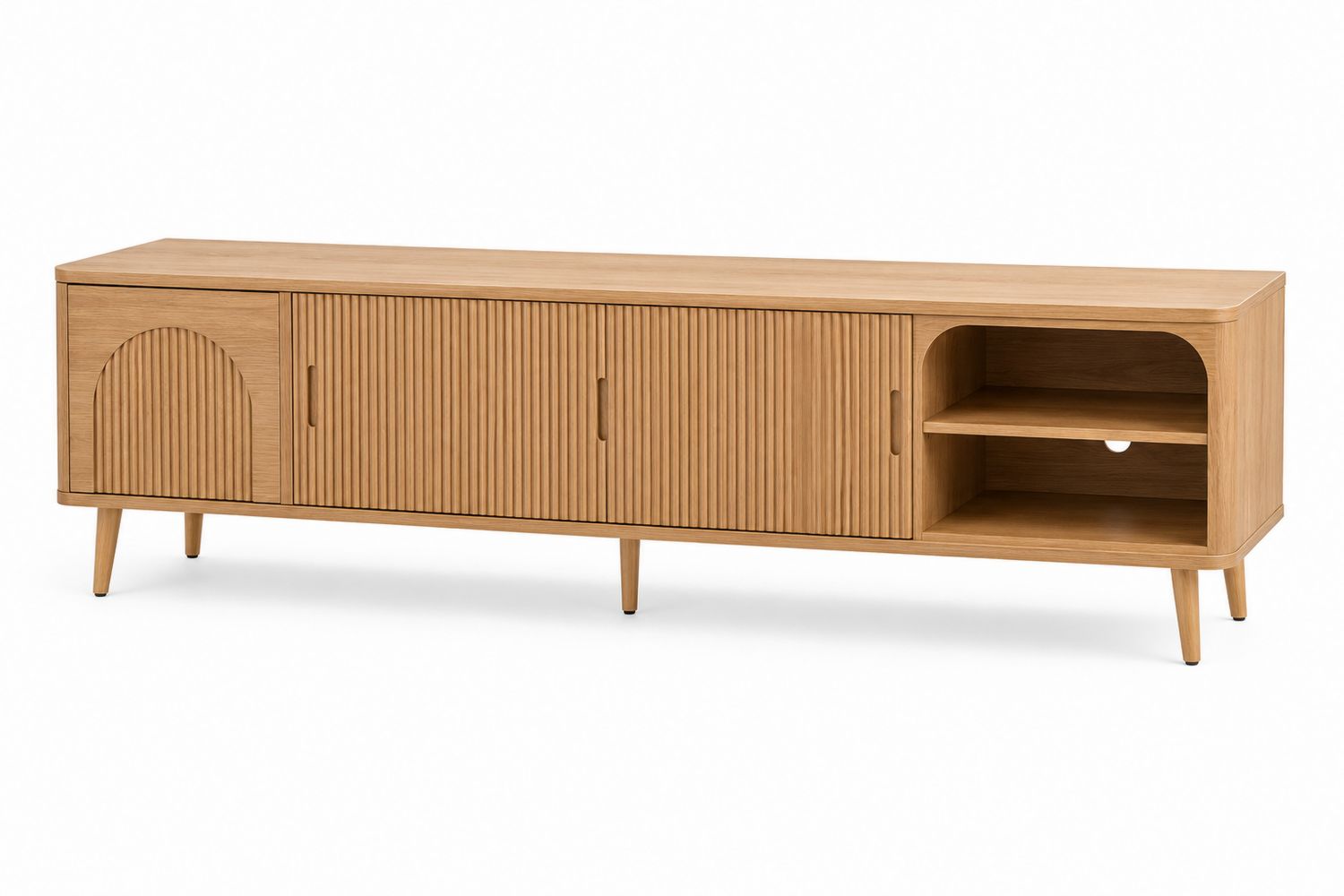 TV-Schrank aus Holz mit Regalfächern und Türen Eiche-Soliraliving