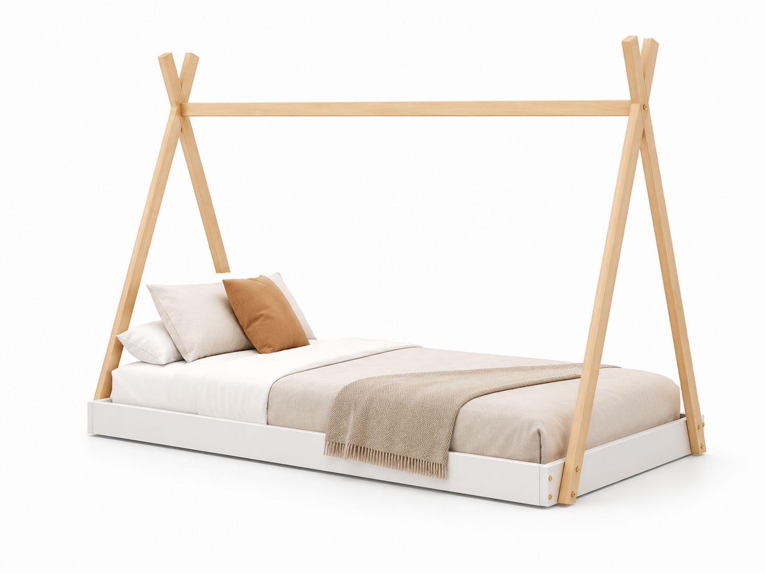 Kinderbett Tipi Holz Weiß 200x90 cm-Soliraliving