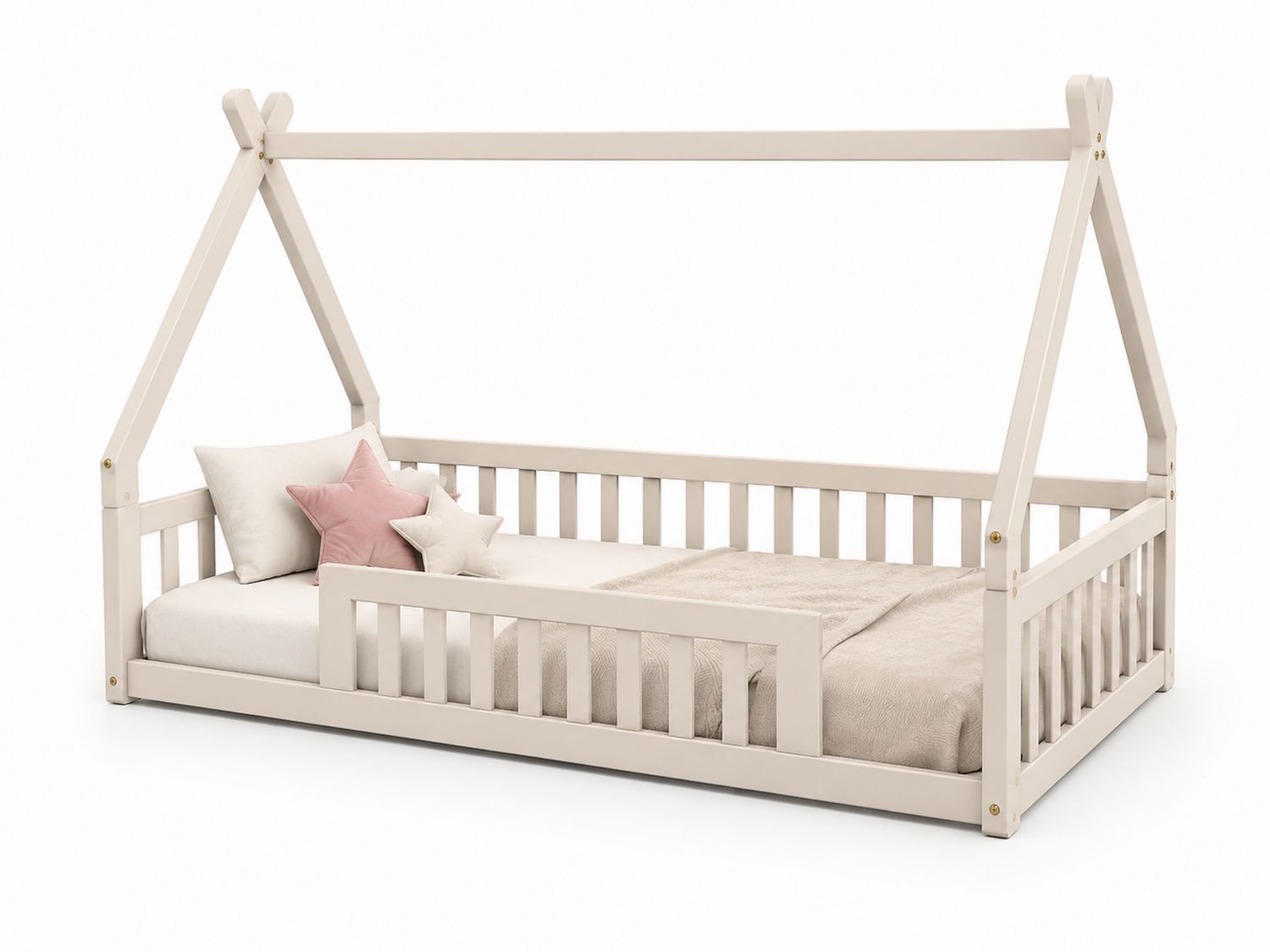 Kinderhausbett aus Holz Weiß 200x90cm-Soliraliving