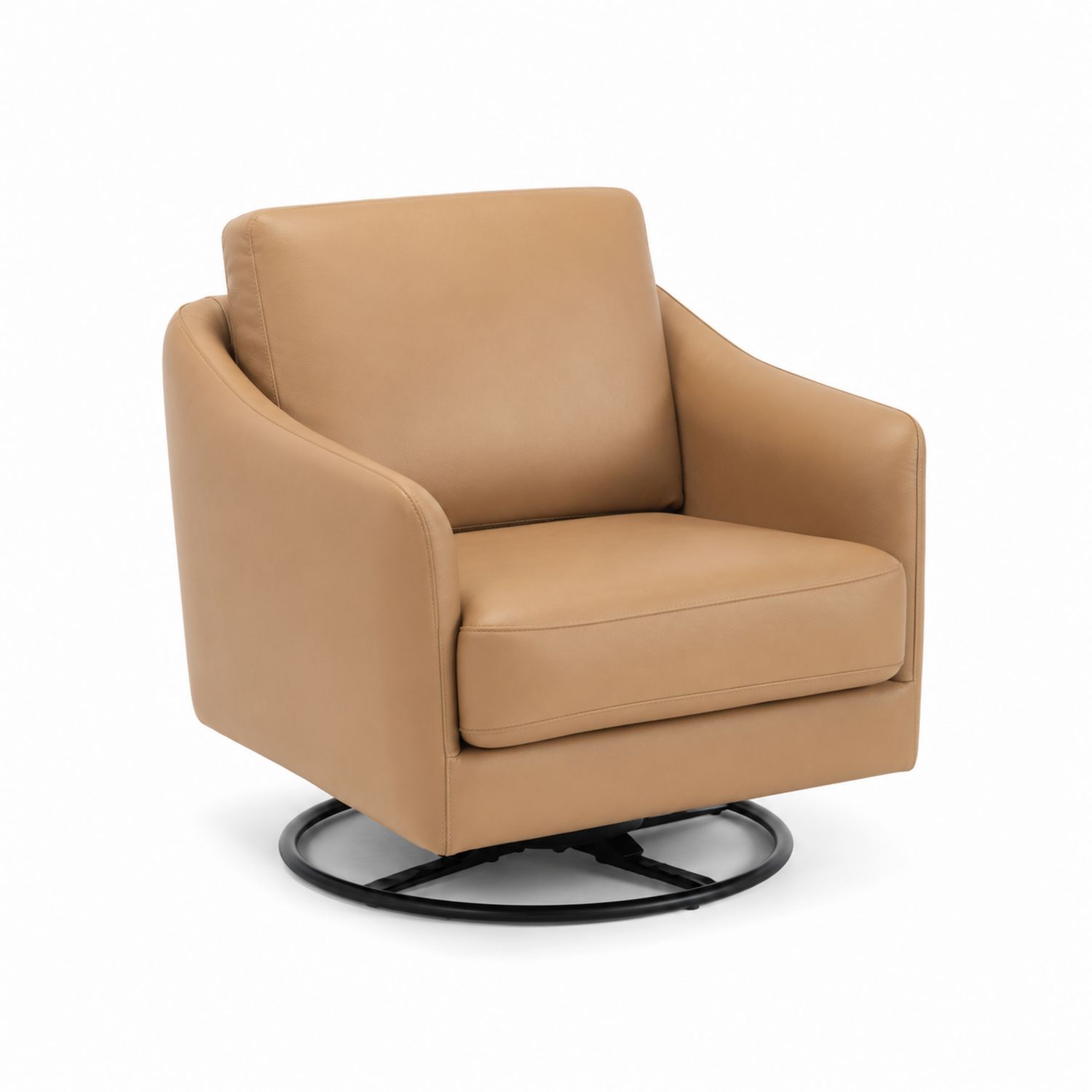 Drehbarer Leder-Sessel Beige 85x90x75 cm-Soliraliving