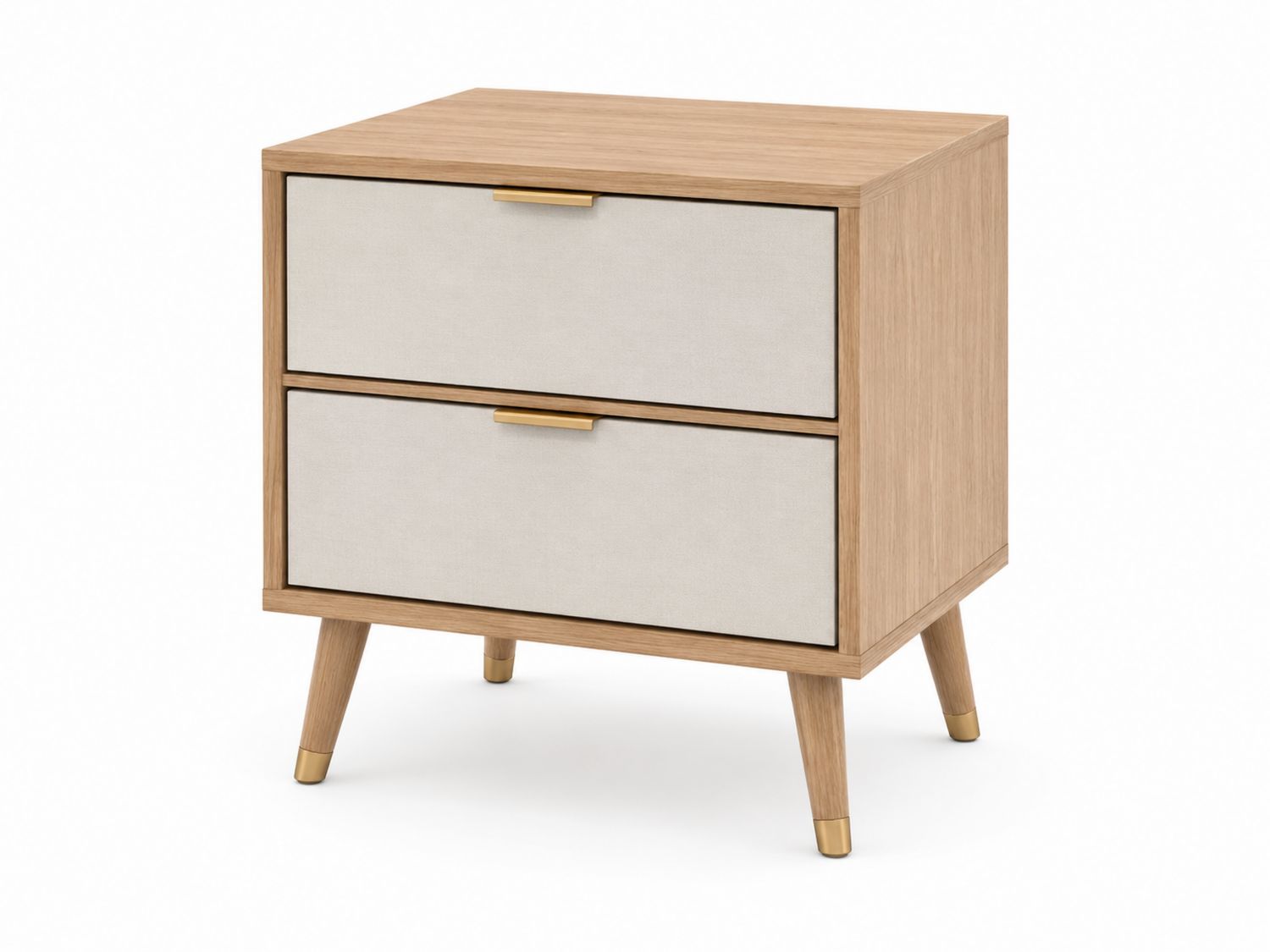 Nachttisch mit zwei Schubladen MDF mit Eichenfurnier Beige-Soliraliving