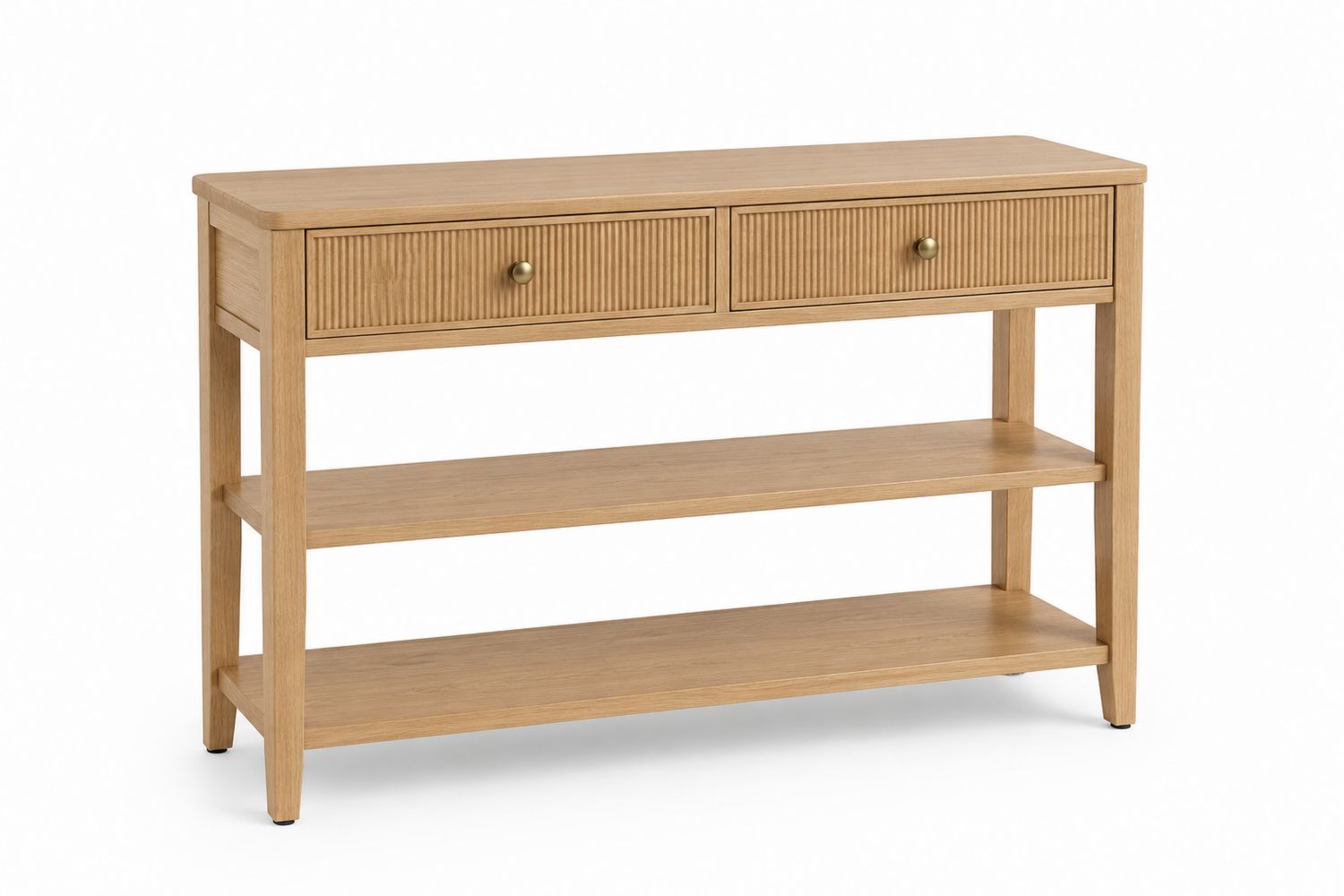 Holz Konsolentisch mit 2 Schubladen und Regalböden-Soliraliving