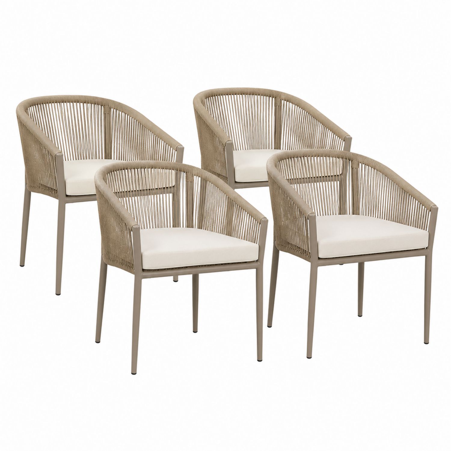 4er-Set Stühle Aluminium Polyethylen Taupe-Soliraliving