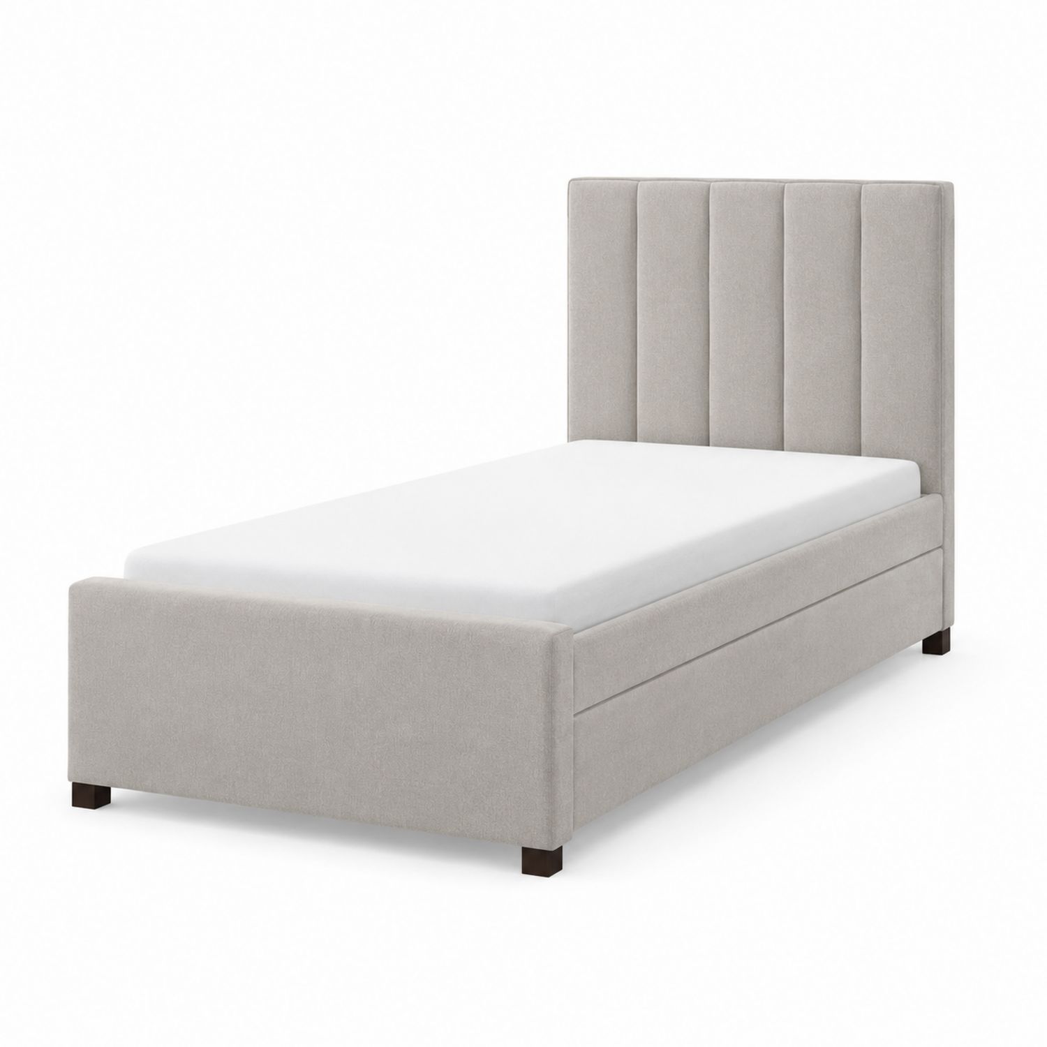 Einzelbett Polsterbett Stoff Grau 200x90 cm