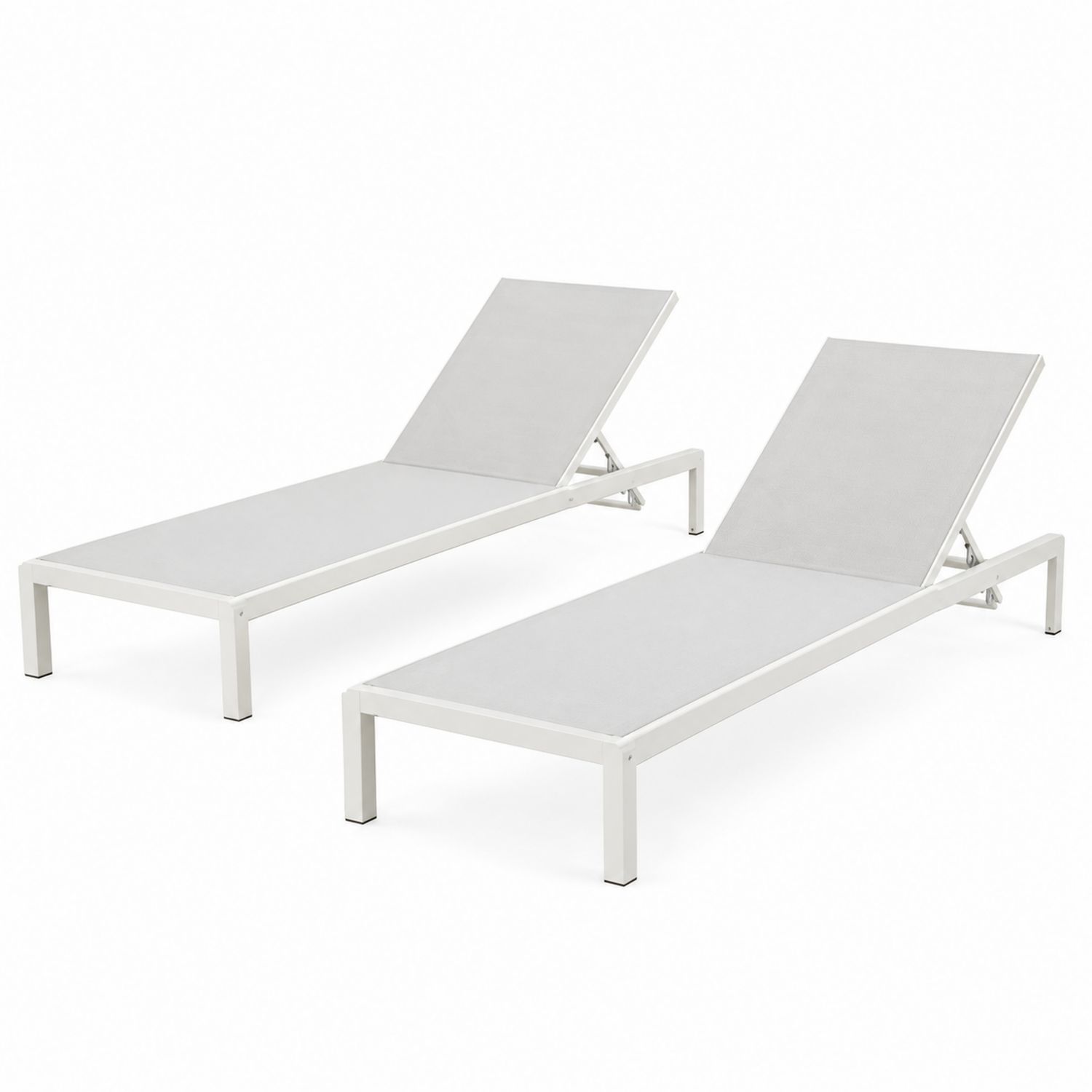 Set aus 2 verstellbaren Sonnenliegen aus Aluminium und Textilene, Weiß