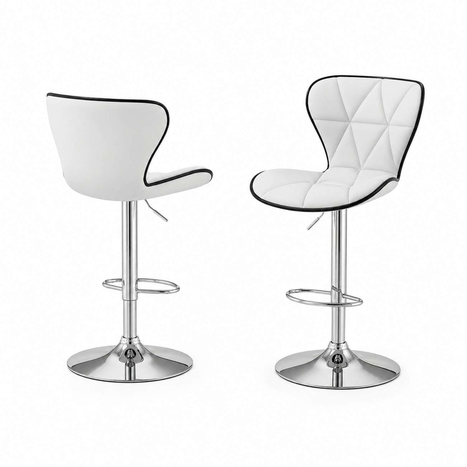 Barhocker Set Höhenverstellbar Metall und Kunstleder Weiß/Schwarz